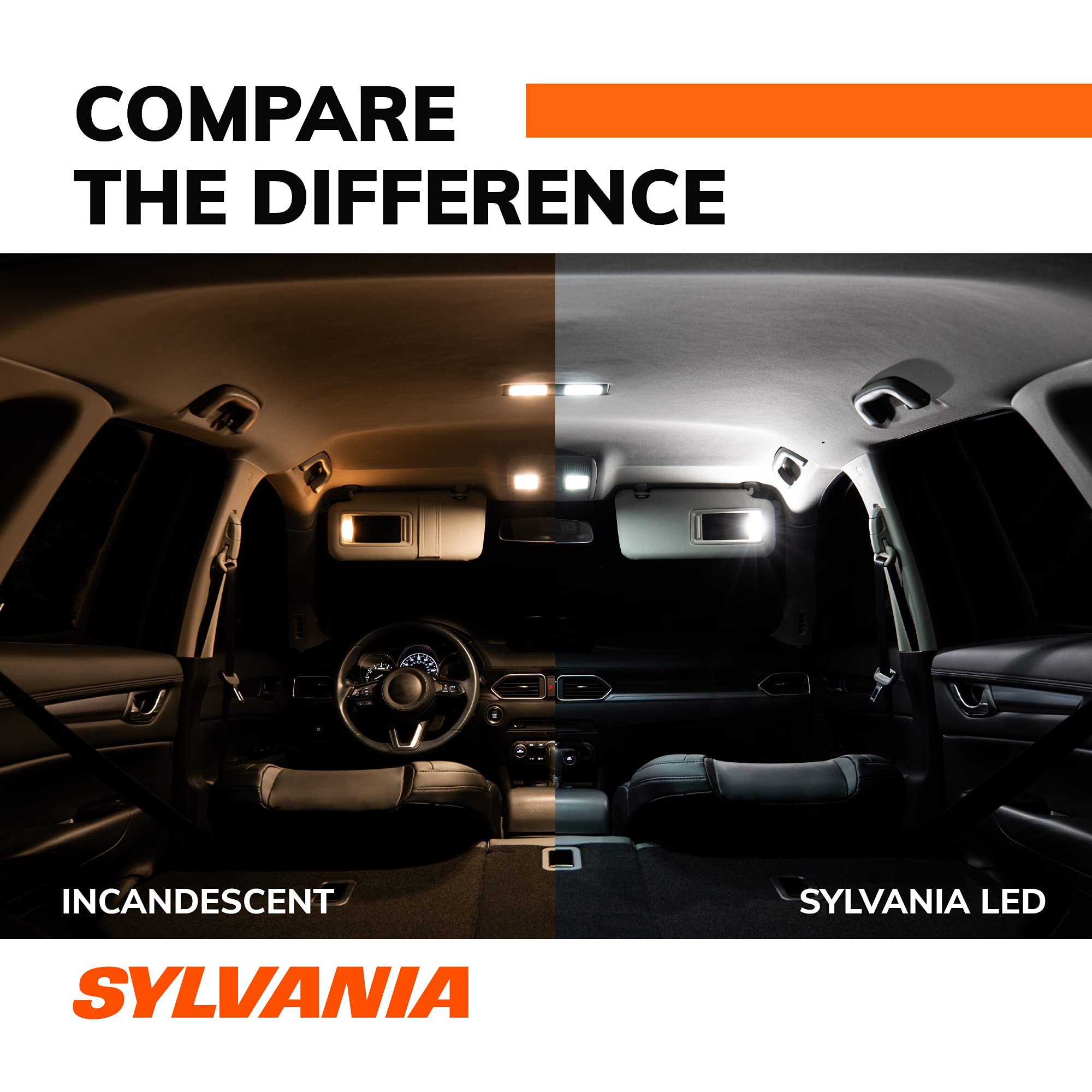 SYLVANIA - 194 T10 W5W LED White Mini Bulb - Bright LED Bulb, Ideal for Interior Lighting - Map, Dome, Cargo and License Plate (Contains 2 Bulbs)