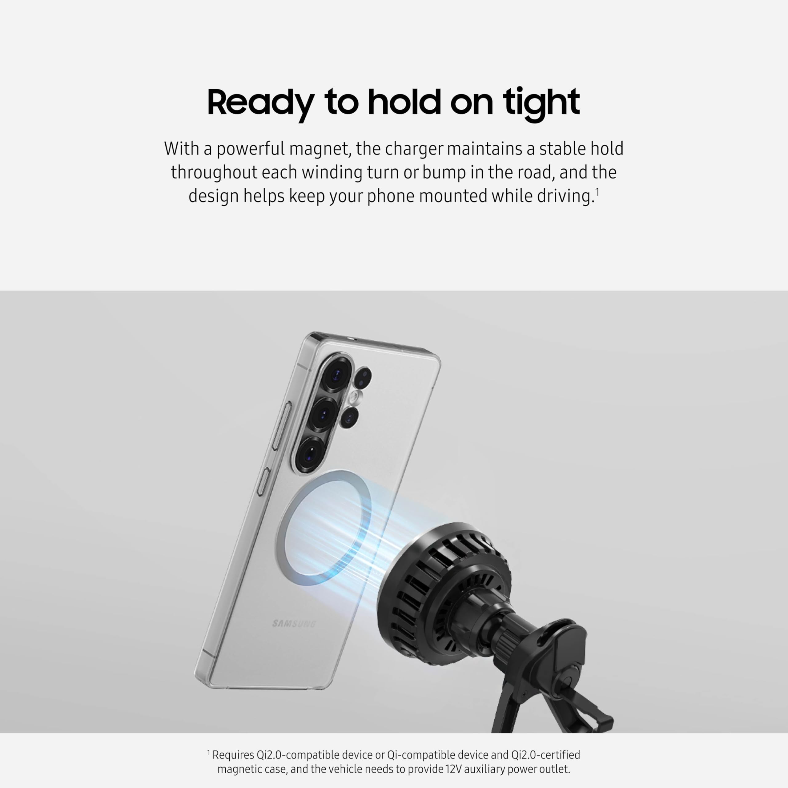 SAMSUNG Single Wireless Charger, Fast Charging, Qi2.0 Technology, Magnetic Desk or Bedside Charging Station, Slim Design