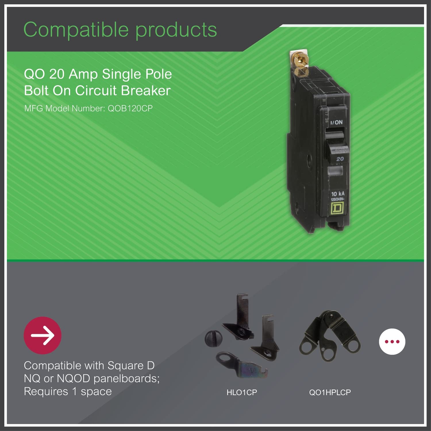 Square D by Schneider Electric QOB120CP Circuit Breaker, Black