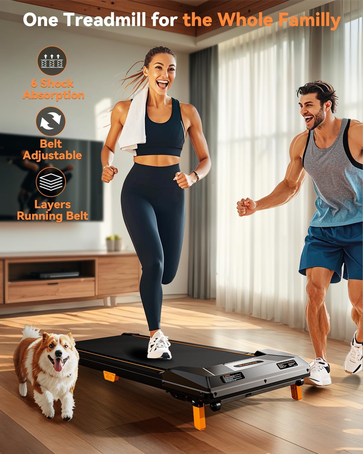 Walking Pad Treadmill, BestGod Incline Under Desk Treadmill 330lbs Capacity, 2.5HP Portable Treadmills for Home, Compact Treadmills Mini Walking Pad, Running Machine with Remote Control