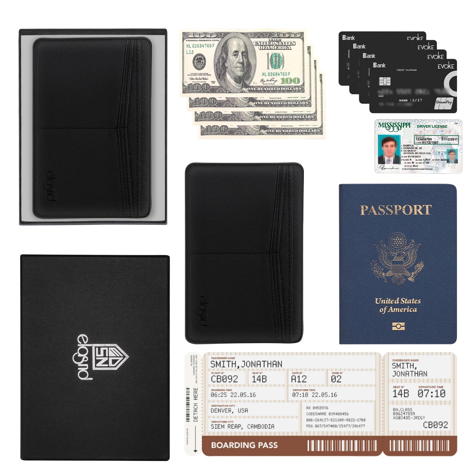 ELASND Minimalist Passport Holder for Travel, Ultra Slim Passport Cover, Front Pocket Passport Wallet, RFID Passport Case for Men and Women