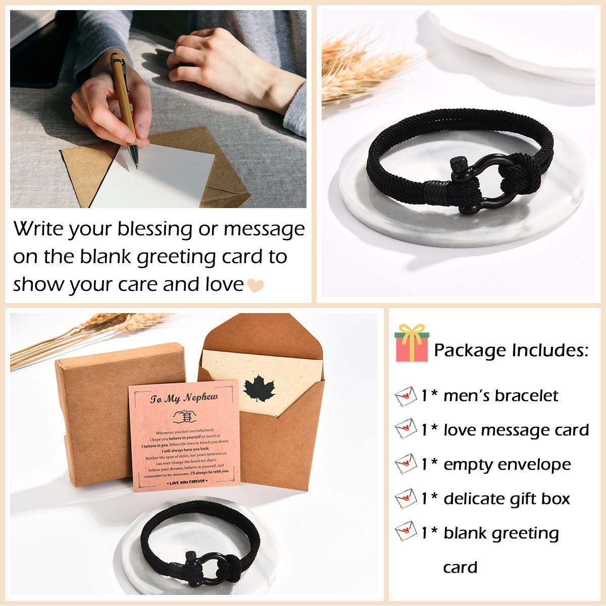 Leyung to My Grandson Bracelet Gifts from Grandma Grandpa, Birthday Graduation Easter Christmas Stocking Stuffer Valentines Day Gifts for Teen Teenage Boys