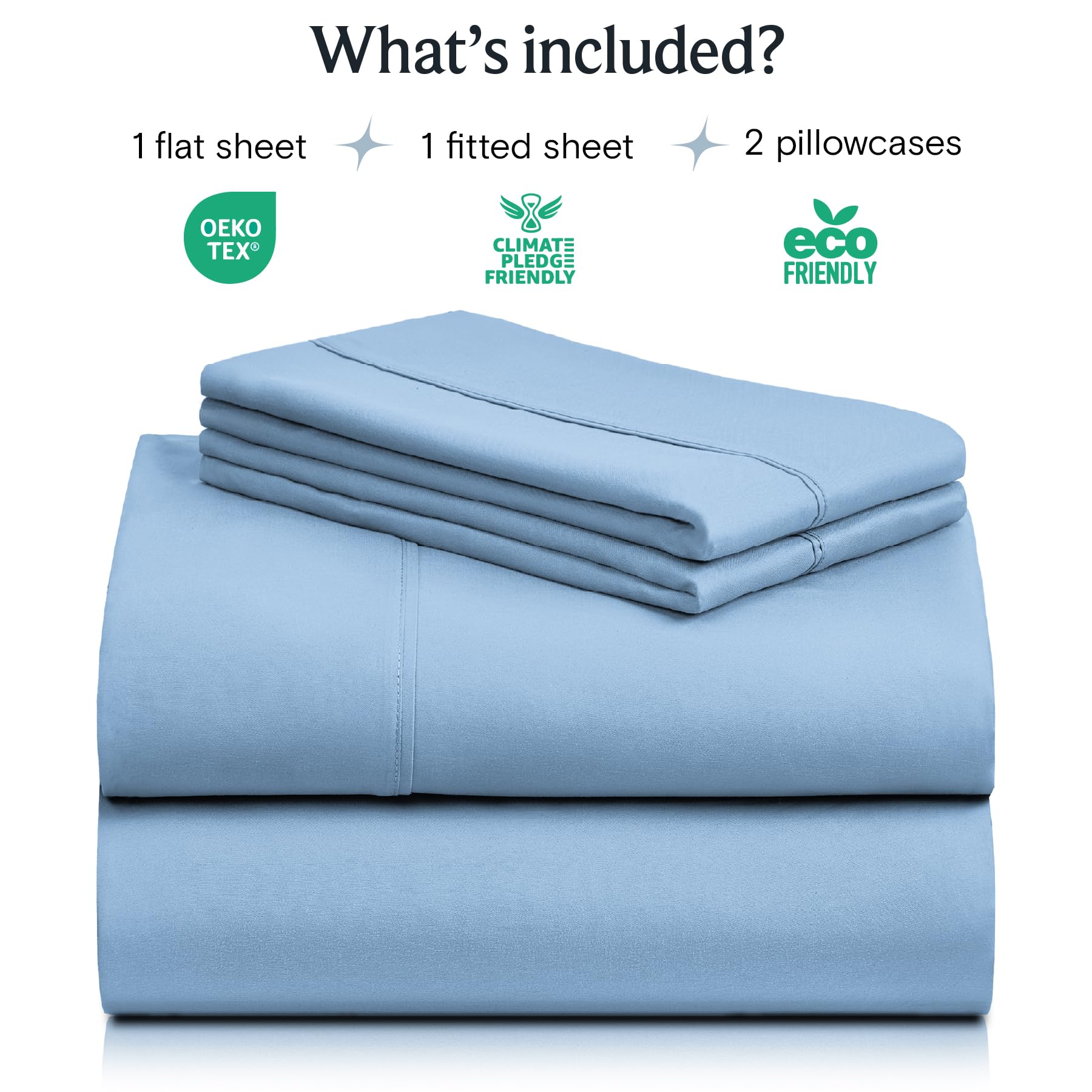 LuxClub 4 PC Full Sheet Set, Breathable Luxury Bed Sheets, Deep Pockets Wrinkle Free Cooling Bed Sheets Machine Washable Hotel Bedding Silky Soft - Sky Full