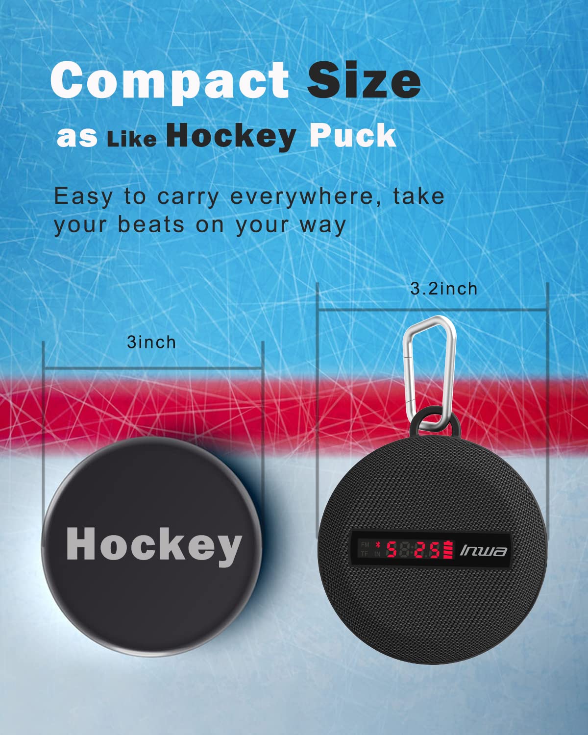 Inwa Portable Bluetooth Speaker, Bike Speaker with Speed Display, Wireless Speaker with 480 Mins Super Long of Playtime. Decent Sound, Compact Size and Loudness for Riding, Hiking, Showering, Golfing