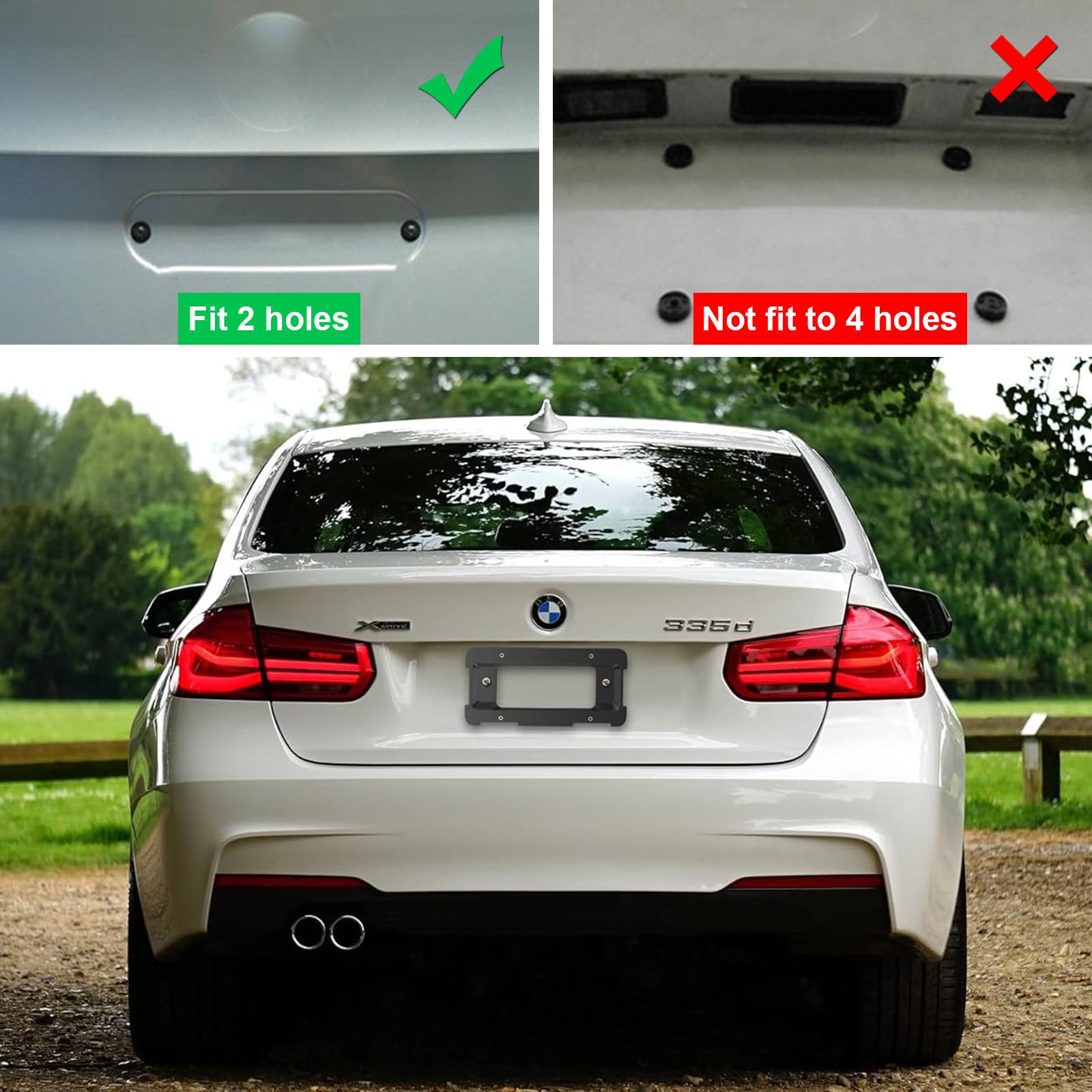 ZXFOOG Rear License Plate Holder Bracket for BMW 1/2/ 3/5 / 6/ X Series, 328i 323i 528i M3, Mini Cooper, Bumper Trunk Car Tag Frame with Screws, Replace 51187160607 511882380615