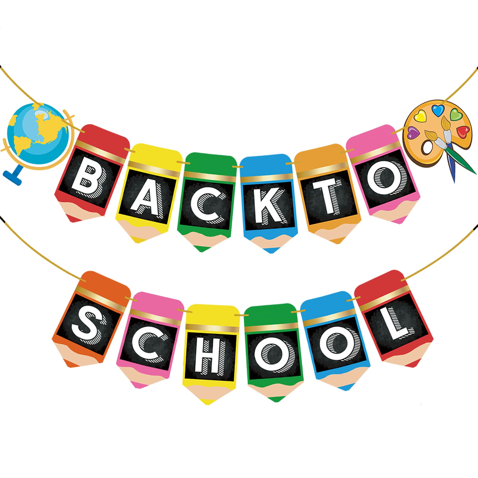 Back to School Banner Decorations - 2 Strings 10 Feet, No DIY Welcome Back to School Banner Decor for Classroom Back To School Party Decorations, First Day of School Decorations