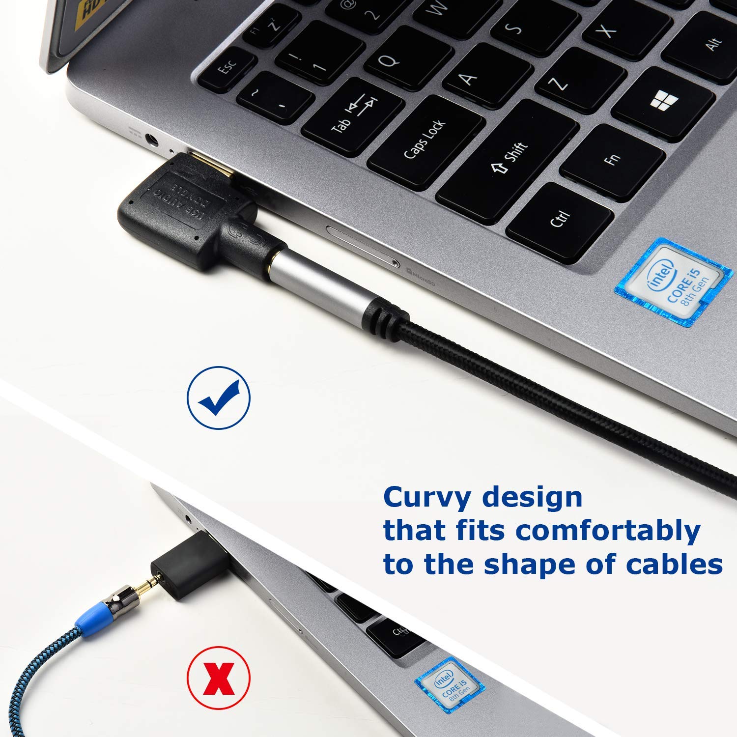 LZYCO USB Audio Adapter 2 Packs,USB to Audio Jack External Stereo Sound Card with One 3.5mm Aux TRRS Headphone or Headset to USB Adapter for Integrated Audio Out & Microphone in, Do Not Work for TV