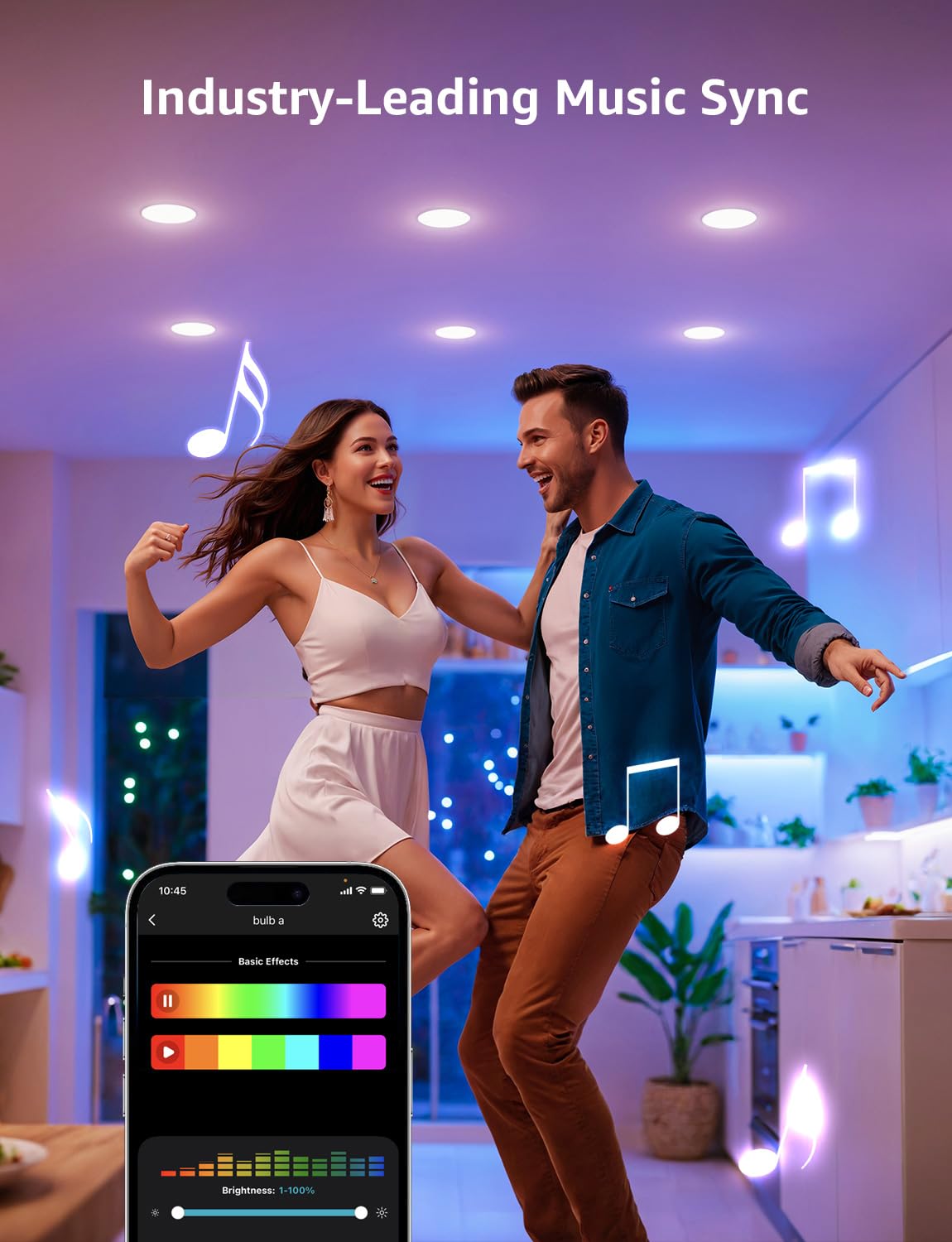 Lepro BR1 AI LED Smart Bulbs - AI Generated Lighting, LightGPM 2 with LLM, LightBeats Music Sync, Voice Control Via App, RGBWW Colors, Compatible with Alexa & Google Assistant, BR30 E26 8W, 4 Packs