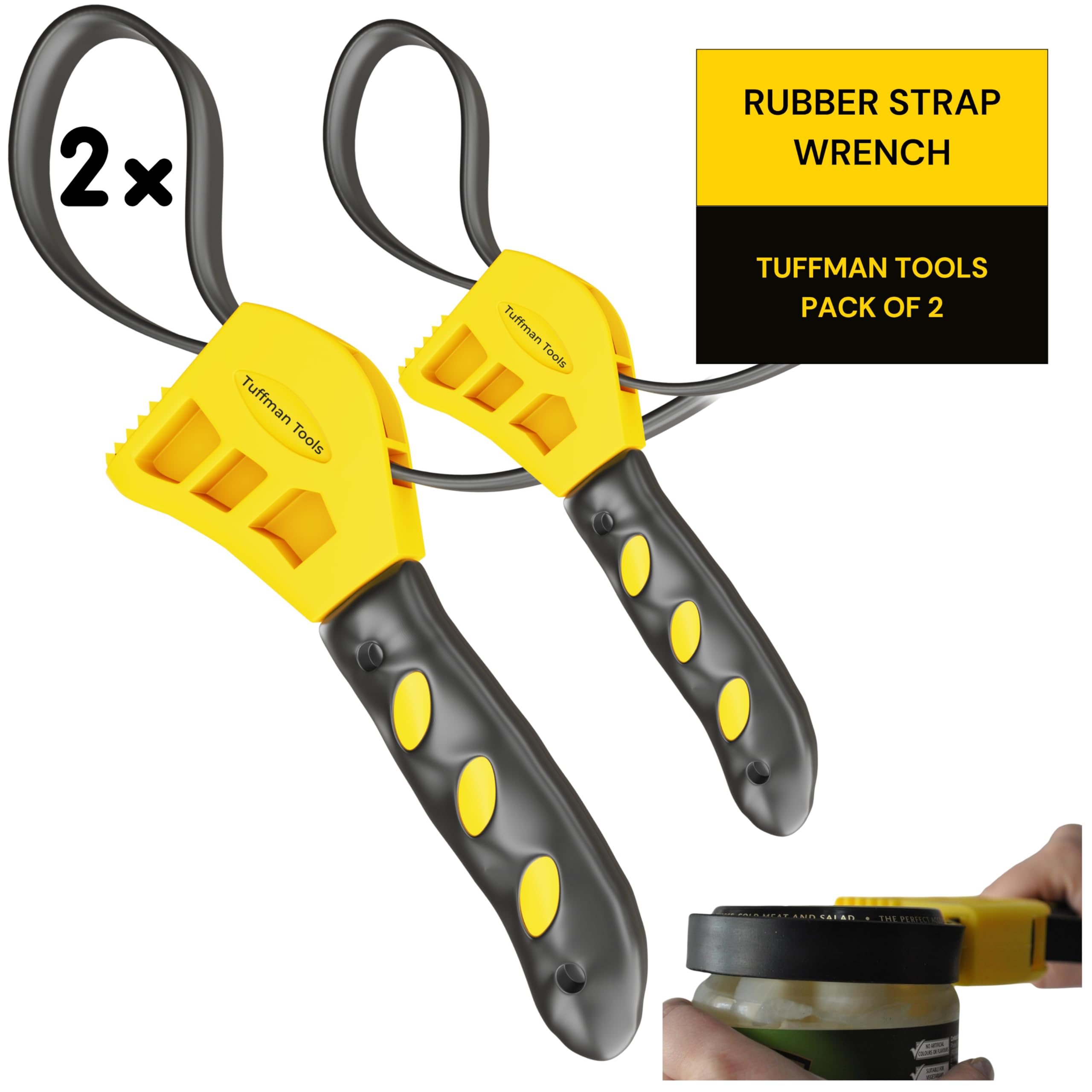 Oil Filter Wrench Adjustable Set - 2pcs, Plumbing Wrench for 4 to 6 Inches Tight Spaces Use as Jar Opener, Rubber Strap Used by Mechanics, Plumber Tools - Adjustable Straps
