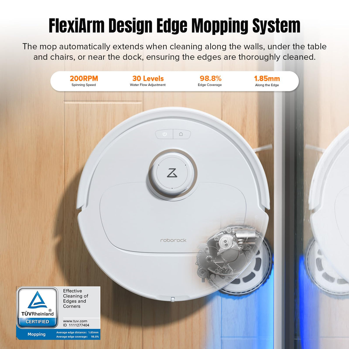 roborock Qrevo MaxV Robot Vacuum and Mop, FlexiArm Design, Hot Water Re-Wash & Re-Mop, Auto-Drying, Self-Emptying, 7000Pa Suction, Built-in Voice Assistant, Auto Mop Lifting, Smart Obstacle Avoidance