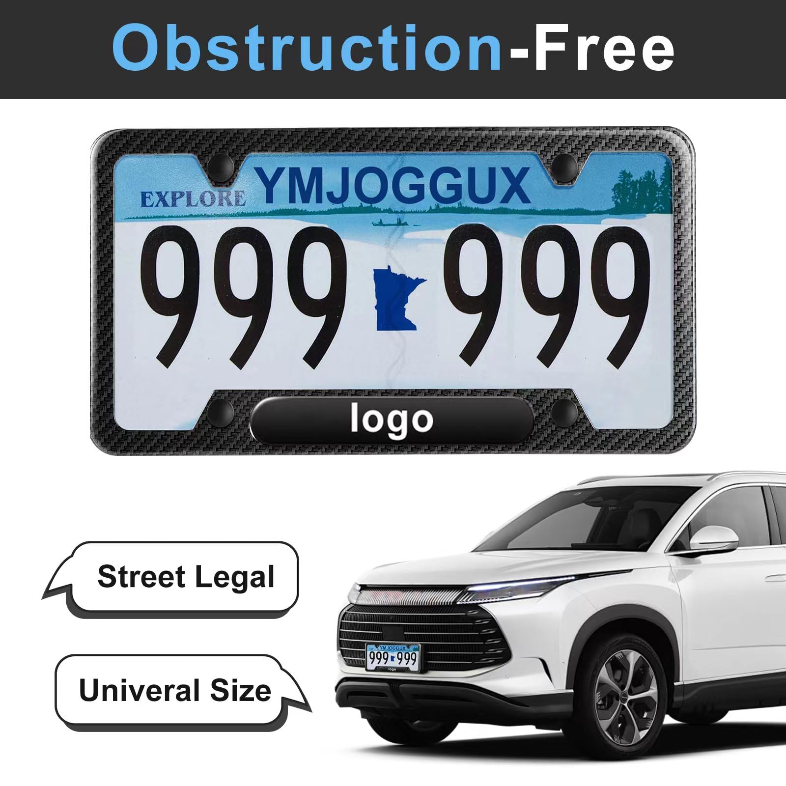 YMJOGGUX Black License Plate Frames Compatible with BMW-M, 2 PCS License Plate Holder, 4 Holes Aluminum Alloy Weather Proof License Plate Frame with Fasteners, Screws, Valve Caps and Tool