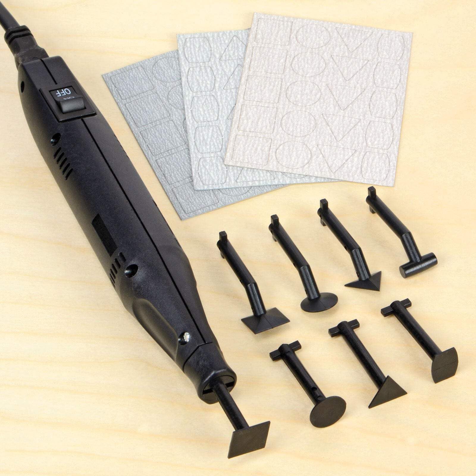 MicroLux® Micro Sander, Micro Power Reciprocating Sander for Models & Miniatures – Includes 8 Interchangeable Tips & 60 Sanding Pads, Compact 7,000 Strokes/Minute, 120V AC, Made in Japan