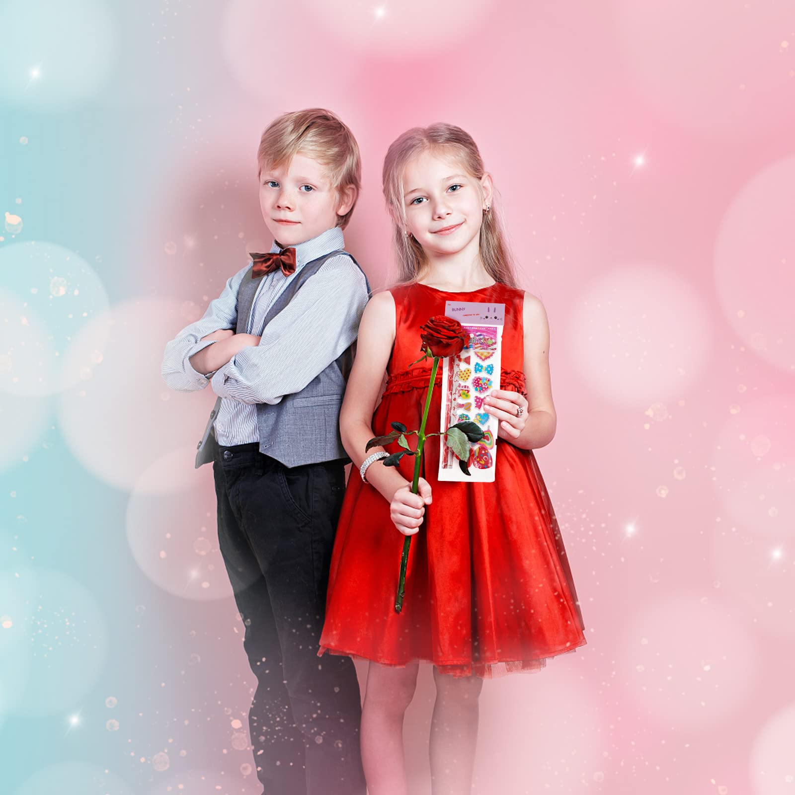 BILLMOSS Valentines Day Gifts for Kids - 28 Packs Assorted Valentines Stationery Set with Valentines Cards for Kids School Gift Exchange Classroom School Gift Exchange Prize Rewards Party Favors