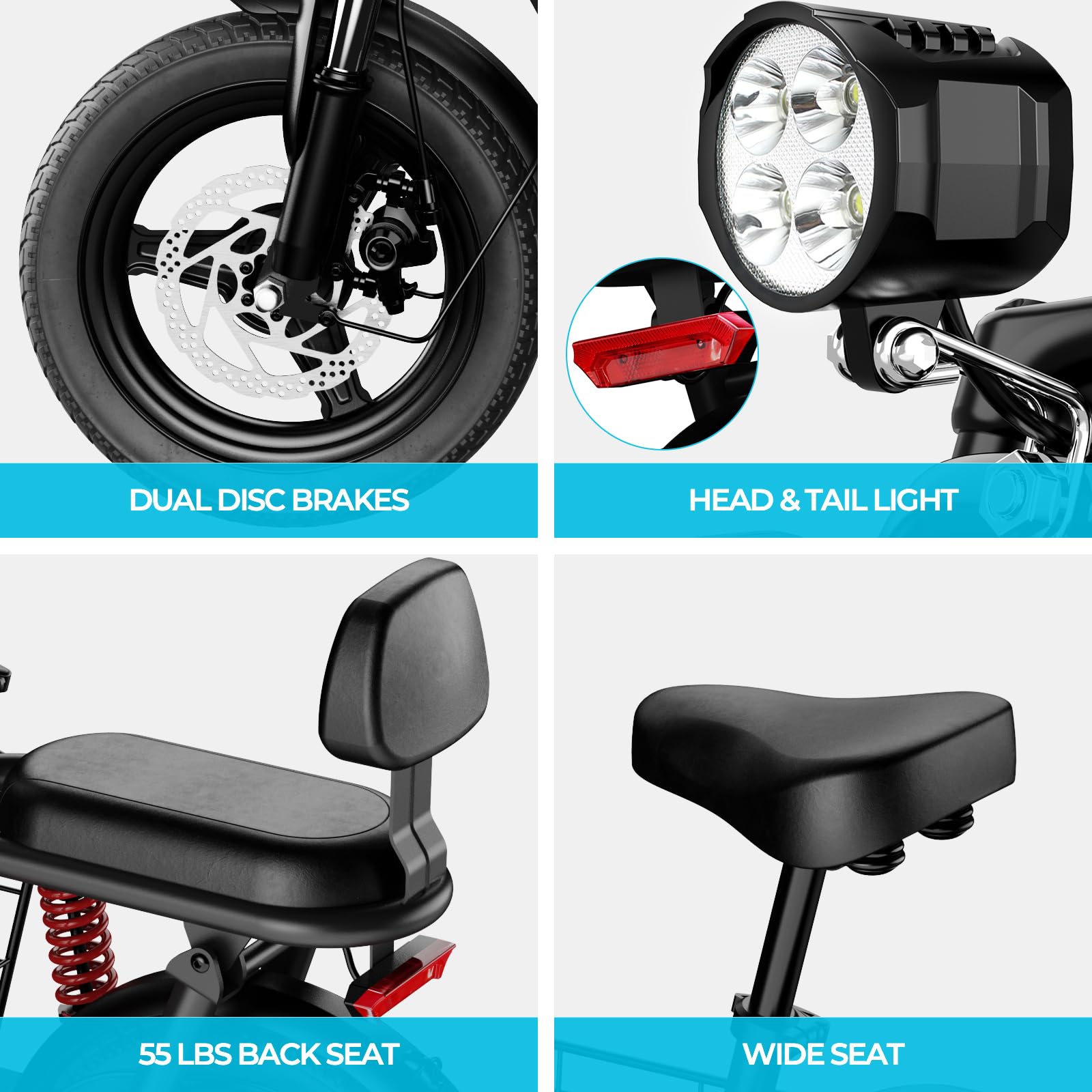 WINDHORSE 850W Peak Electric Scooter with Seat, 20MPH & 25 Miles Range, Dual Shock Absorbing, 3 Gear Speed, 14" Pneumatic Tire, Folding E Scooter for Adults with Basket for Commuting, 330lbs Load