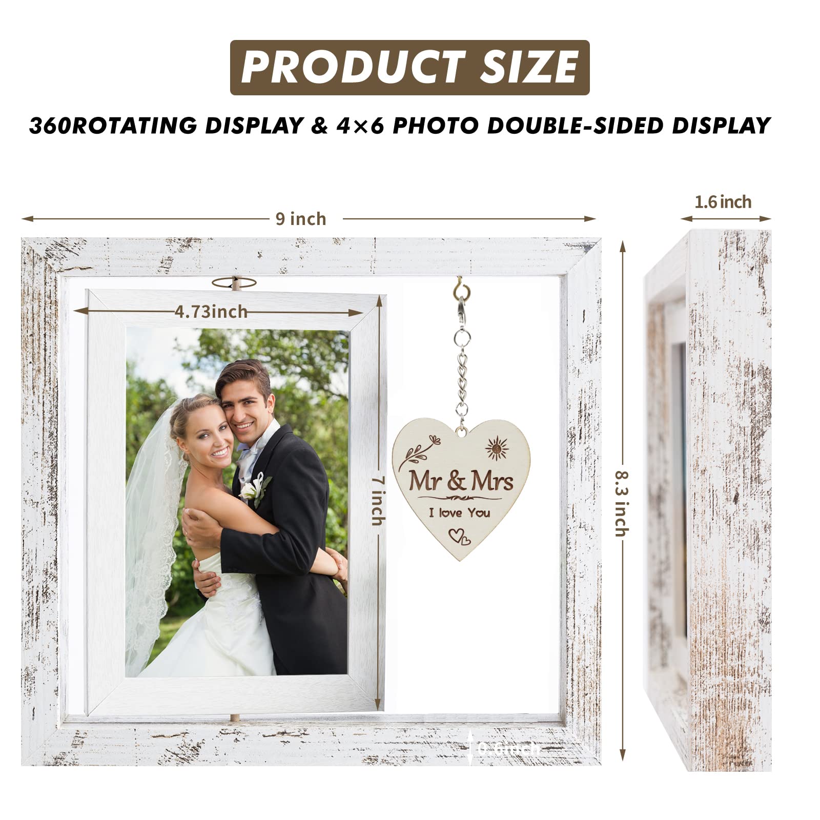 Hooweti Wedding Gifts, Wedding Picture Frame,Gifts for Bride And Groom, Newlywed Anniversary Valentines Gifts for Couples, Bride to Be Bridal Shower Gifts, Mr & Mrs Photo Frames 4x6