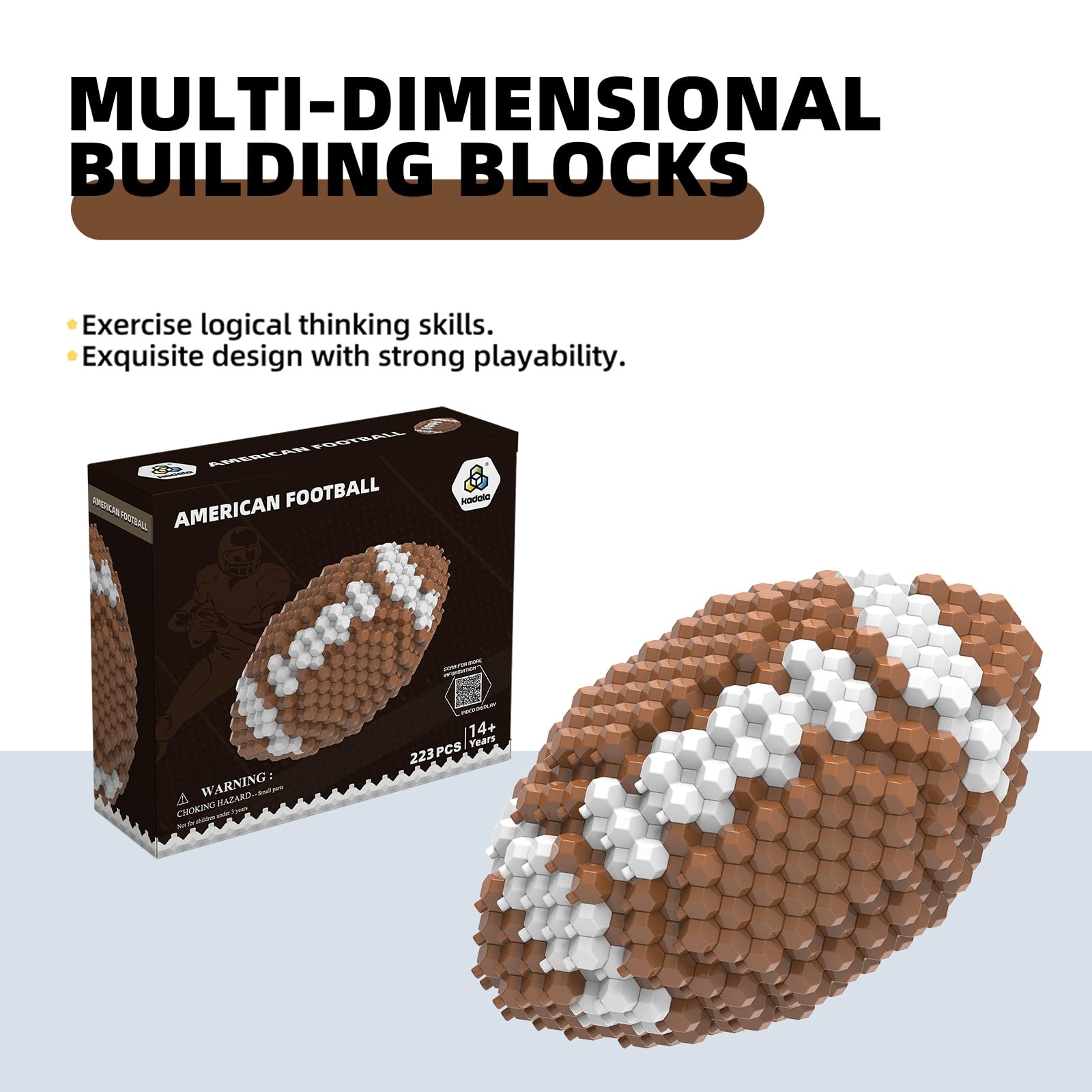 KADELE Football Block Set, Adults challenging STEM Block Decoration, Miniature 3D Educational Toys for 14 Years and Above, (223 Pieces)