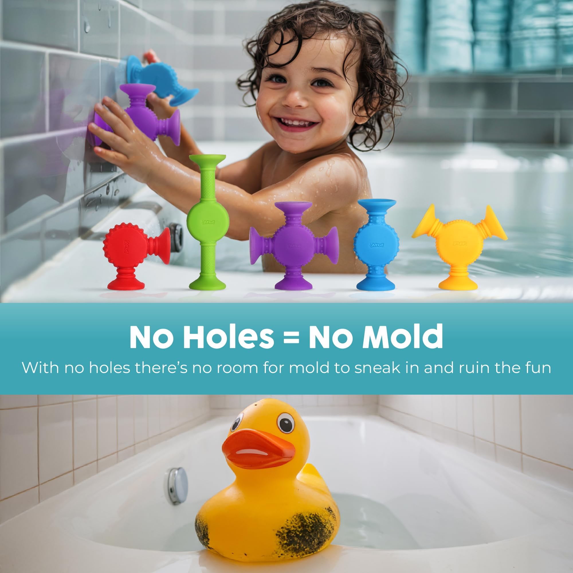 BUNMO Stocking Stuffers for Kids - Toddler Suction Bath Toys - Connect, Build, Create - Toddler Stocking Stuffers - Fine Motor Skills - Stimulating Sensory Fun - Textured 10 Pack