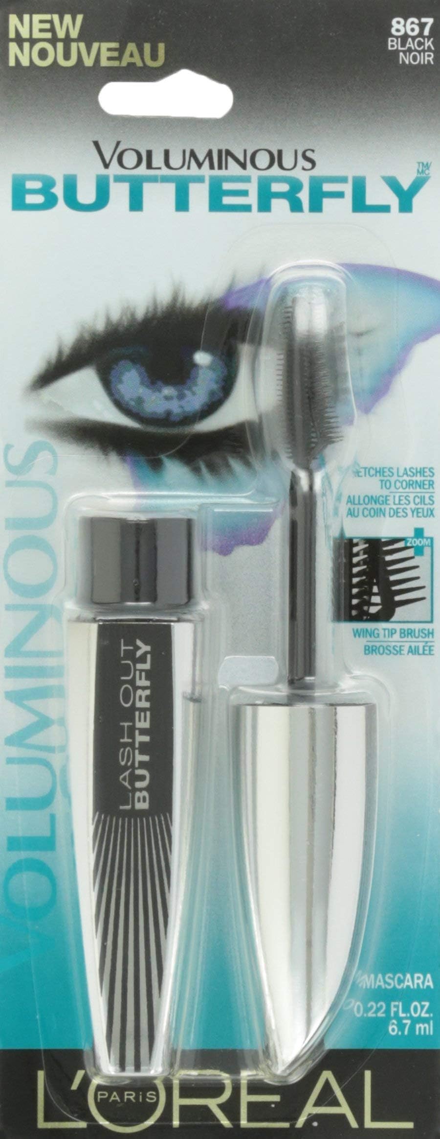 L’Oréal Paris Voluminous Butterfly Mascara, Washable, Black, 0.22 Fl. Oz., 1 Count