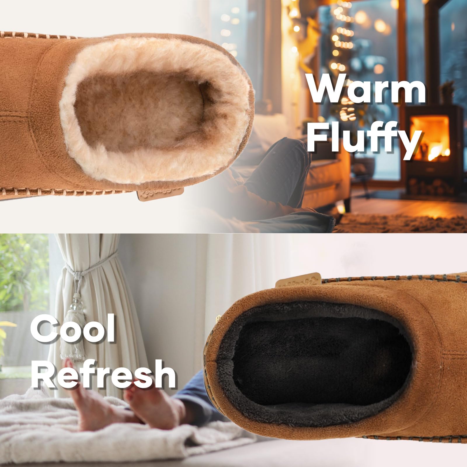 Zigzagger Men's Slip On Moccasin Slippers, Indoor/Outdoor Warm Fuzzy Comfy House Shoes, Fluffy Wide Loafer Slippers,Coffee, 9-10 D(M) US