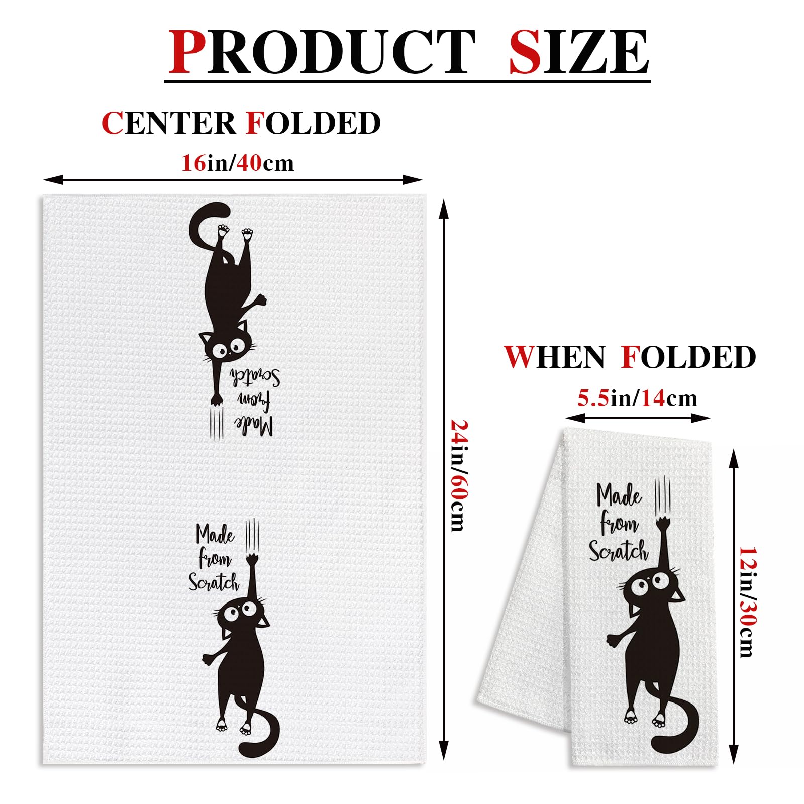 zcyhtqp Made from Scratch,Funny Kitchen Towels,Funny Dish Towels with Sayings,Dish Towels for Kitchen Decor,New Home Housewarming Gifts,Chef Gift,Cat Kitchen Towel,Cat Lover Gift,Cat Mom