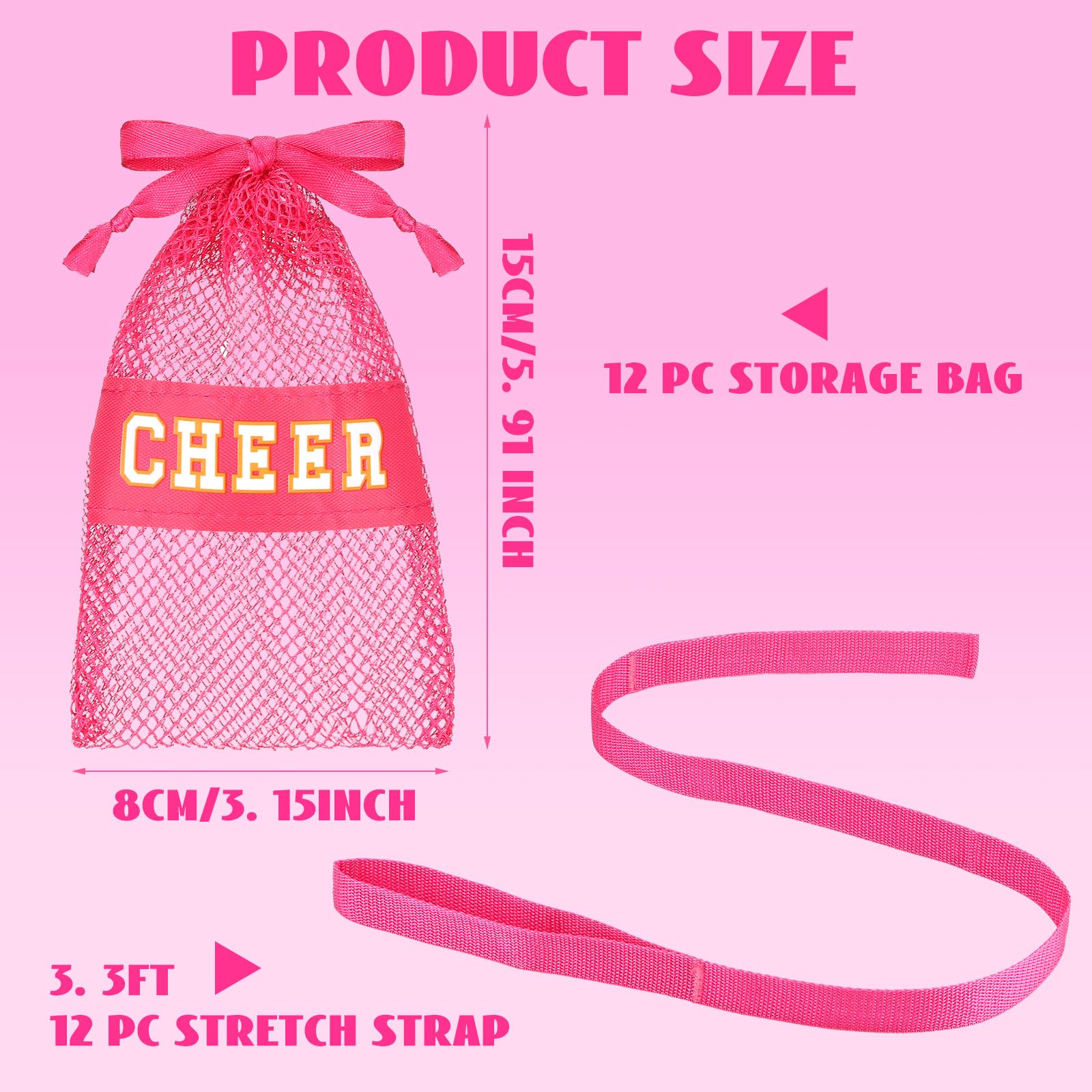 Simgoing 12 Set Stretching Strap for Cheer Cheerleading Stunt Straps Yoga Stretching Strap Improved Flexibility Elastic Stretch Band for Pilates Flexibility Exercise and Gymnastics