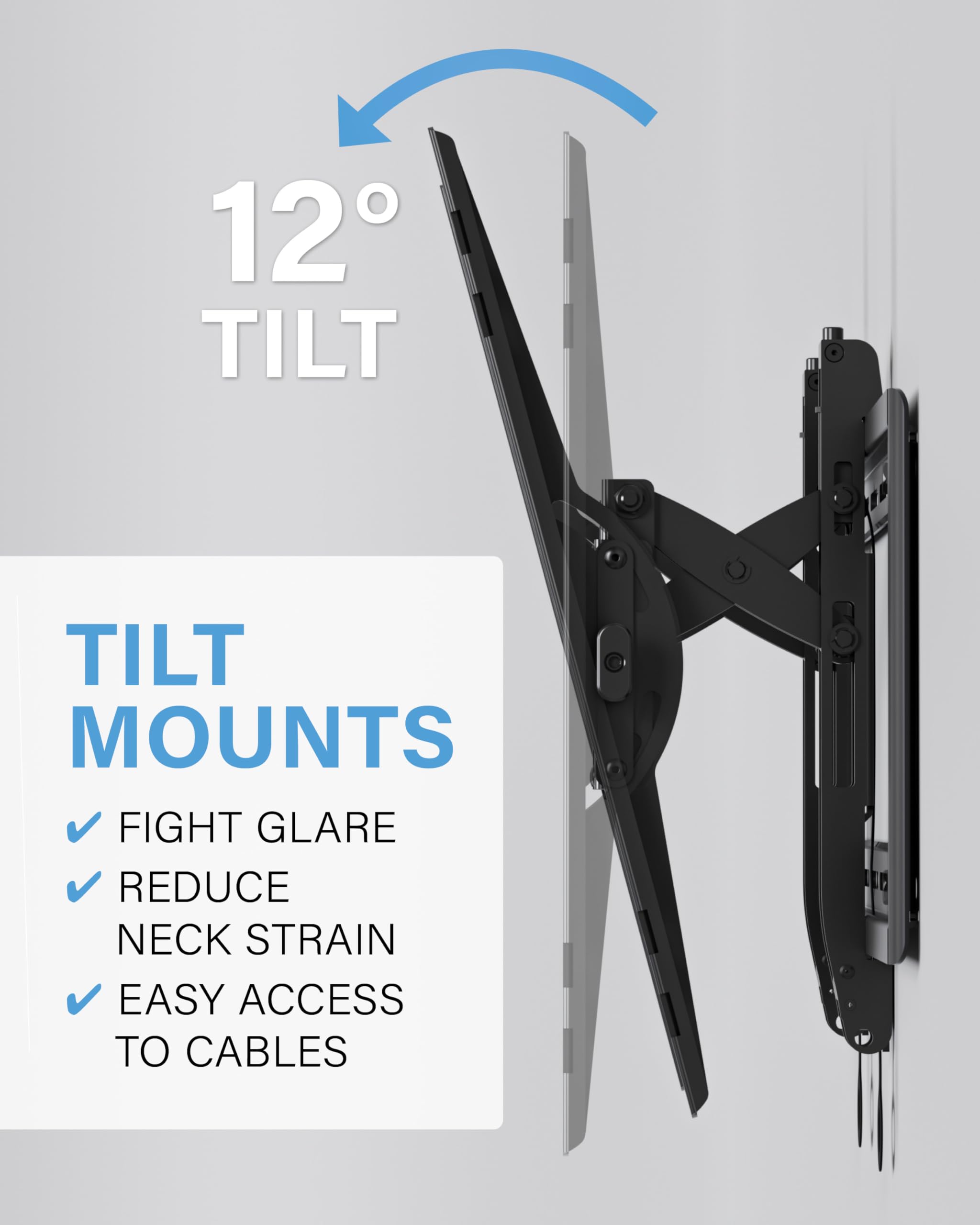 SANUS Tilting TV Wall Mount for Large TVs Up to 90” - Premium Tilt Mount w/Universal Fit - Smooth 5.7" Extension Allows for Cable Management - Includes Hardware & Drill Template for Easy Install