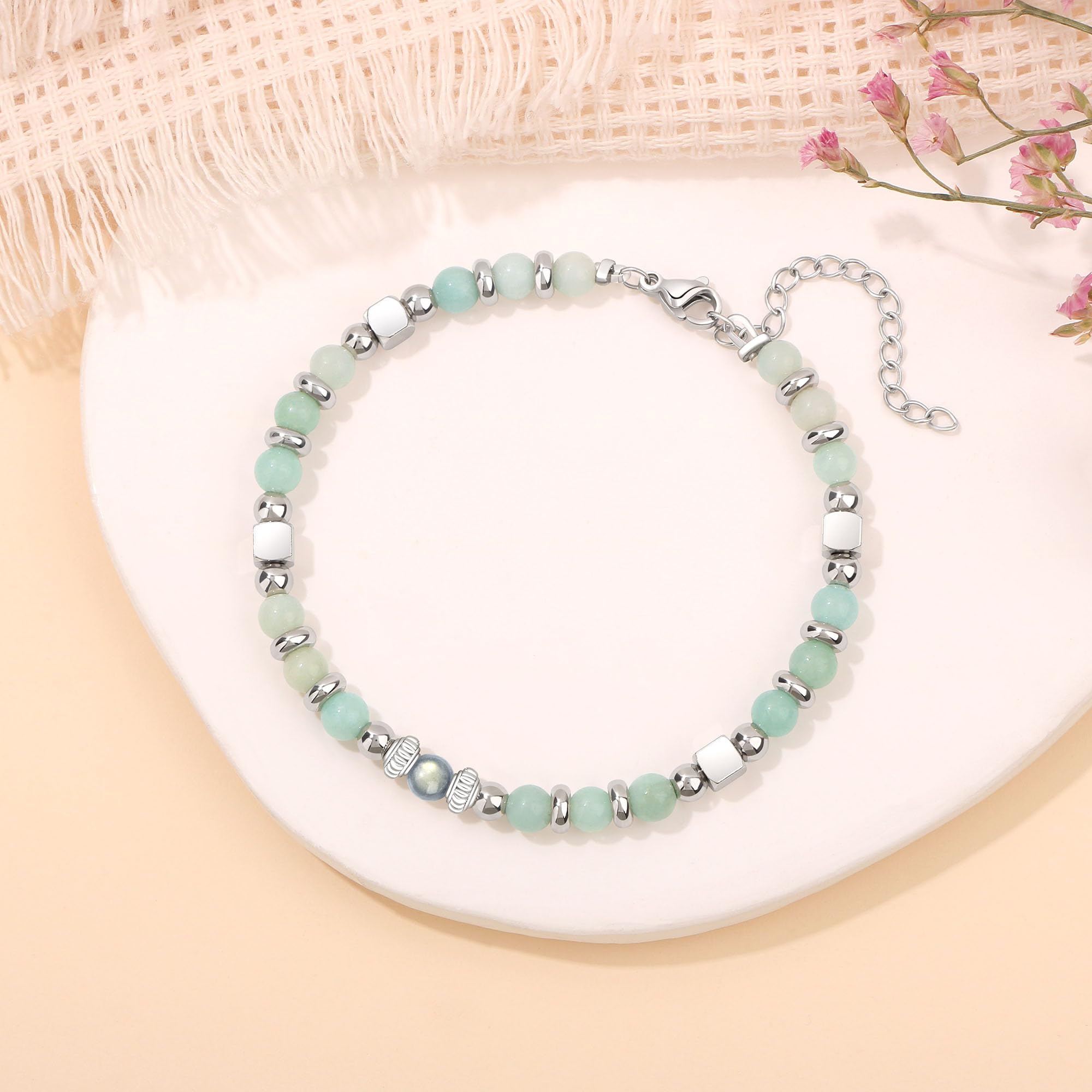 JoycuFF Best Friend Birthday Gifts for Women Bracelet, Christmas Friendship Gifts for Women, Gifts for Best Friend Friends Bracelets for Women Woman, Bestie Gifts Amazonite Moonstone Bracelets