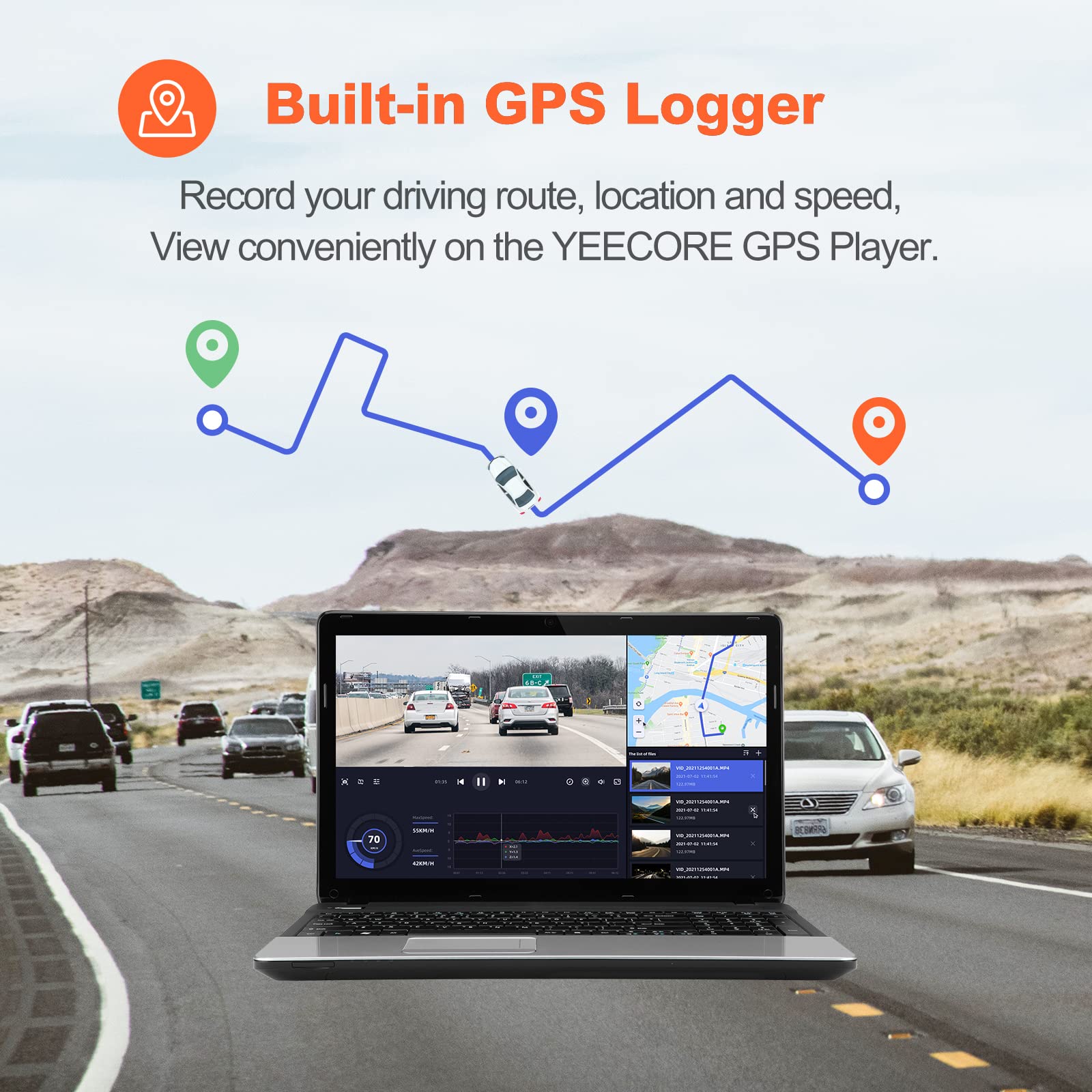 YEECORE Dash Cam Front and Rear, Real 4K+1080P Dual Dash Cam, Built-in WiFi GPS, 3.3 Inch Eye-Care Screen, HDR Night Vision, 24H Parking Mode, 157°Wide Angle Dash Camera for Cars, Loop Recording