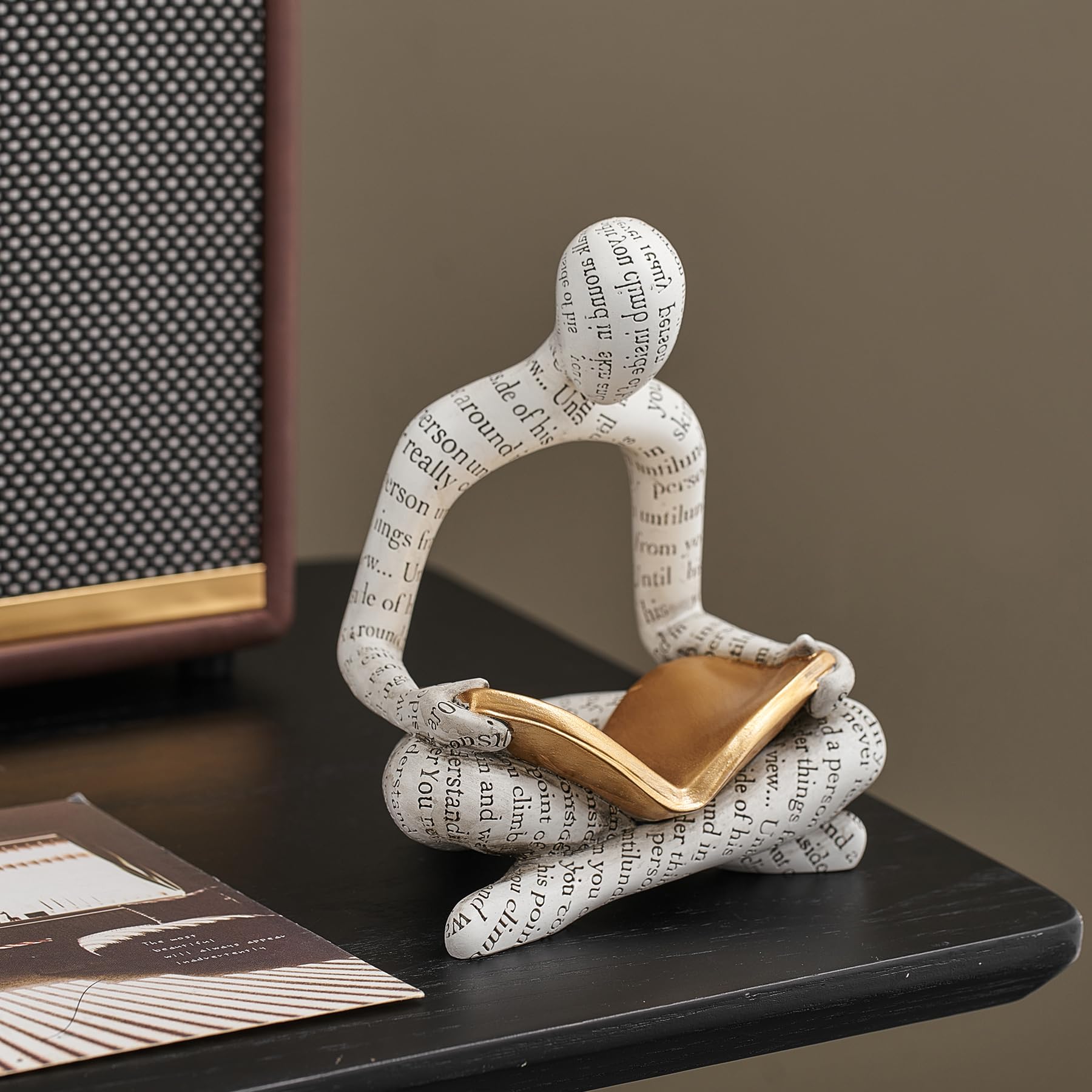XGZY Abstract Thinker Reading Statue: Aesthetic Sculpture Room Decor Modern Decoration for Shelf Table Desk Living Room Office Bedroom