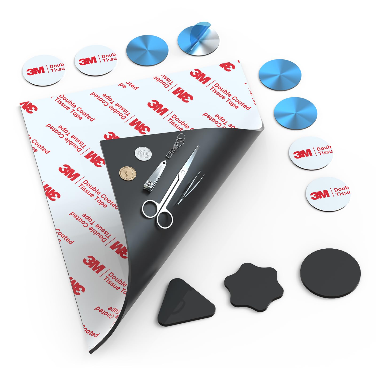 PHIXBEAR Heavy Duty Magnetic Sheets with Adhesive Backing,High Magnetic Strength with 2mm Ultra-Thick Flexible Material, Easy to Cut for DIY, Crafts,Fridge, Storage,Mirror Decoration(8.28" x 11.7")