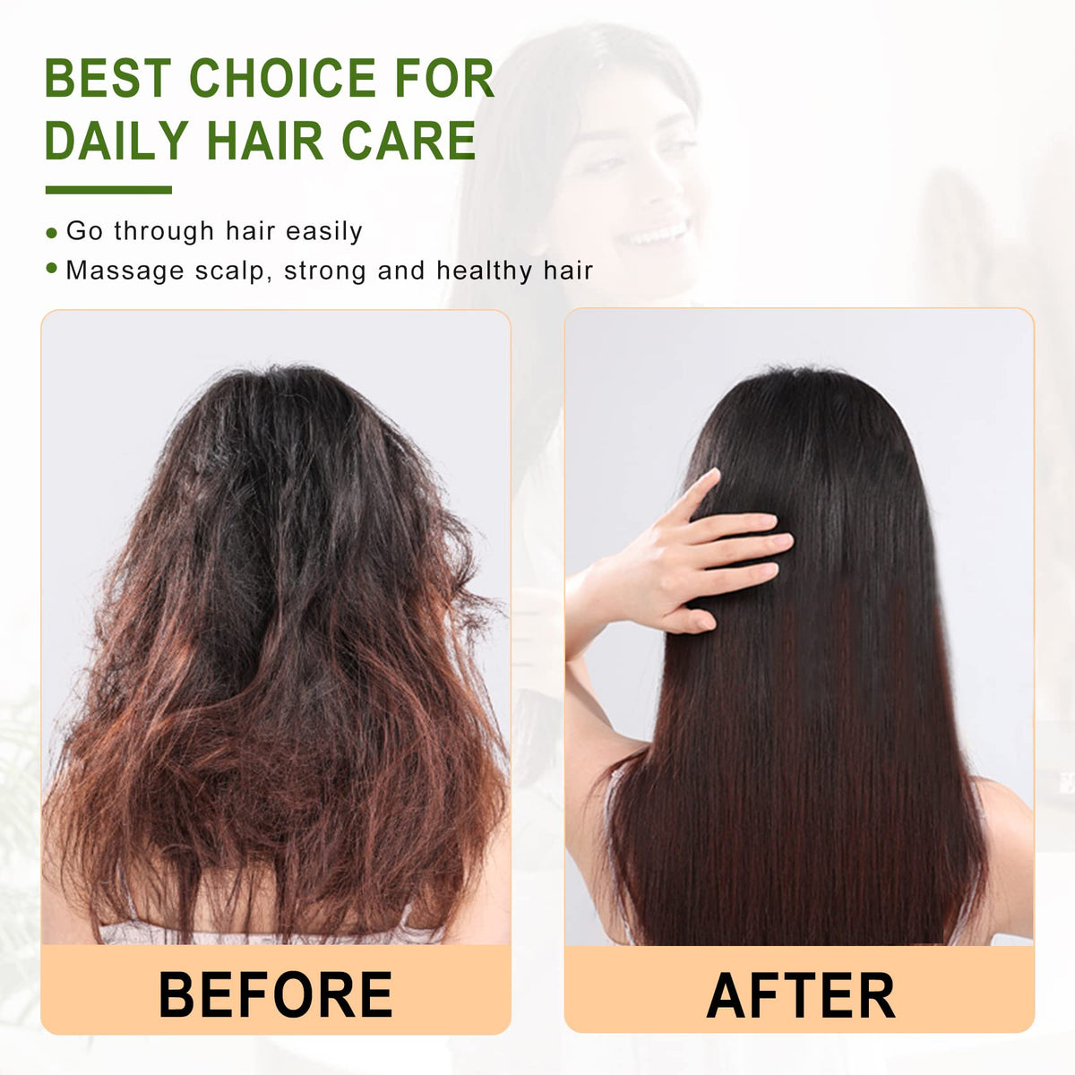 MRD Hair brush, Natural Bamboo Paddle Detangling Hairbrush, Massage Scalp Thick/Thin/Curly/Dry Hair For Women & Men Yellow