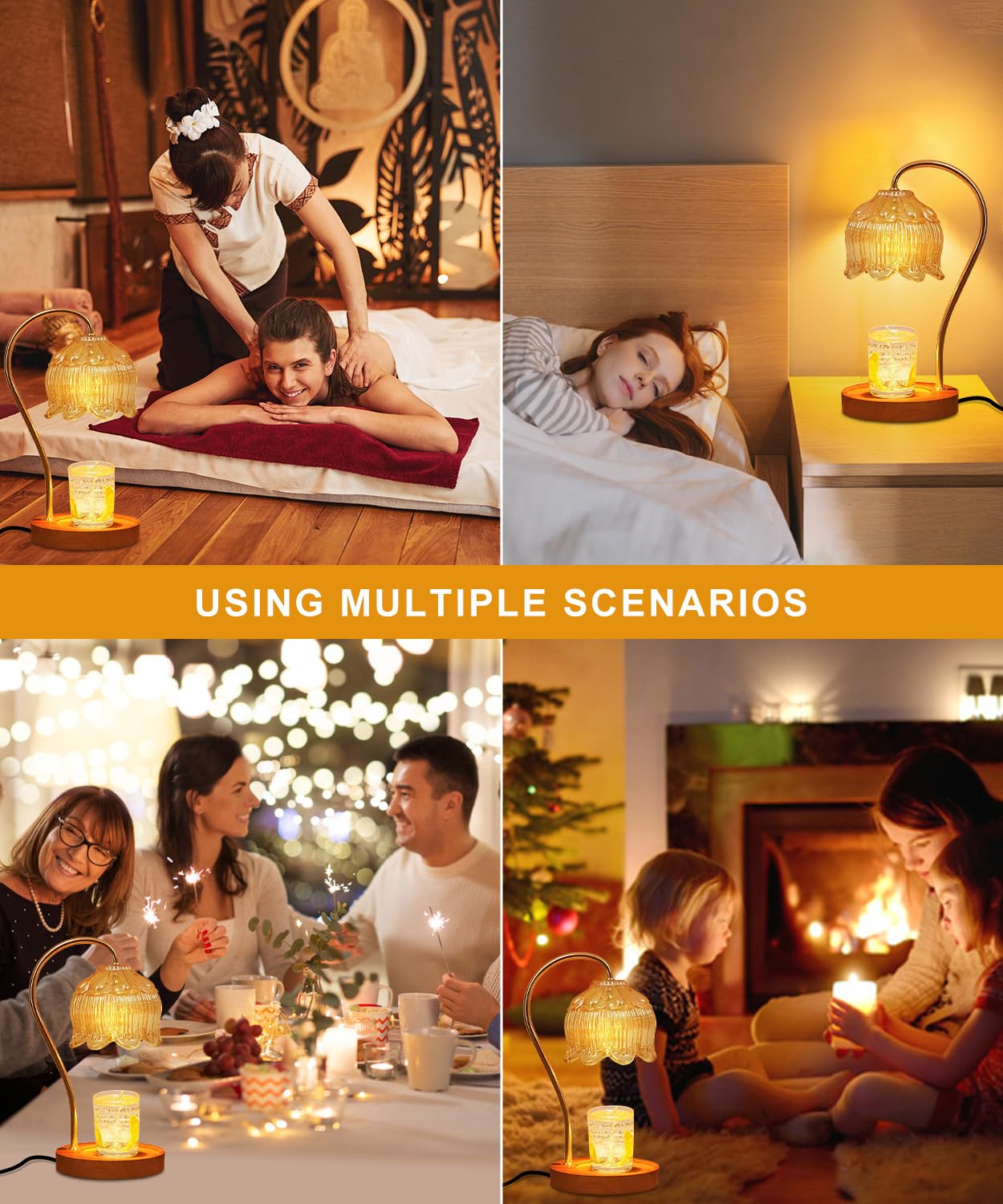 Candle Warmer Lamp Dimmable with Timer- Mothers's Day Gifts for Mom, House Warming Gifts, Fragrance Flower Candle Lamp Warmer with 2 * 50W Bulbs, Wax Melter Warmer Lamps for Jar Candle