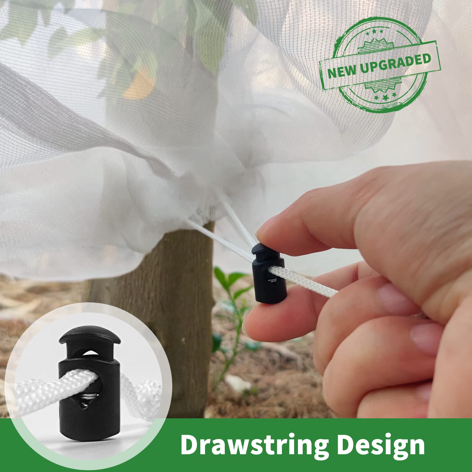 Evoio 4 Pack Garden Plant Fruits Blueberry Bushes Protection Netting Covers Bags with Drawstring, 3.5 x 2.3 Ft Tomato Protective Cover Netting Barrier for Vegetables Tree
