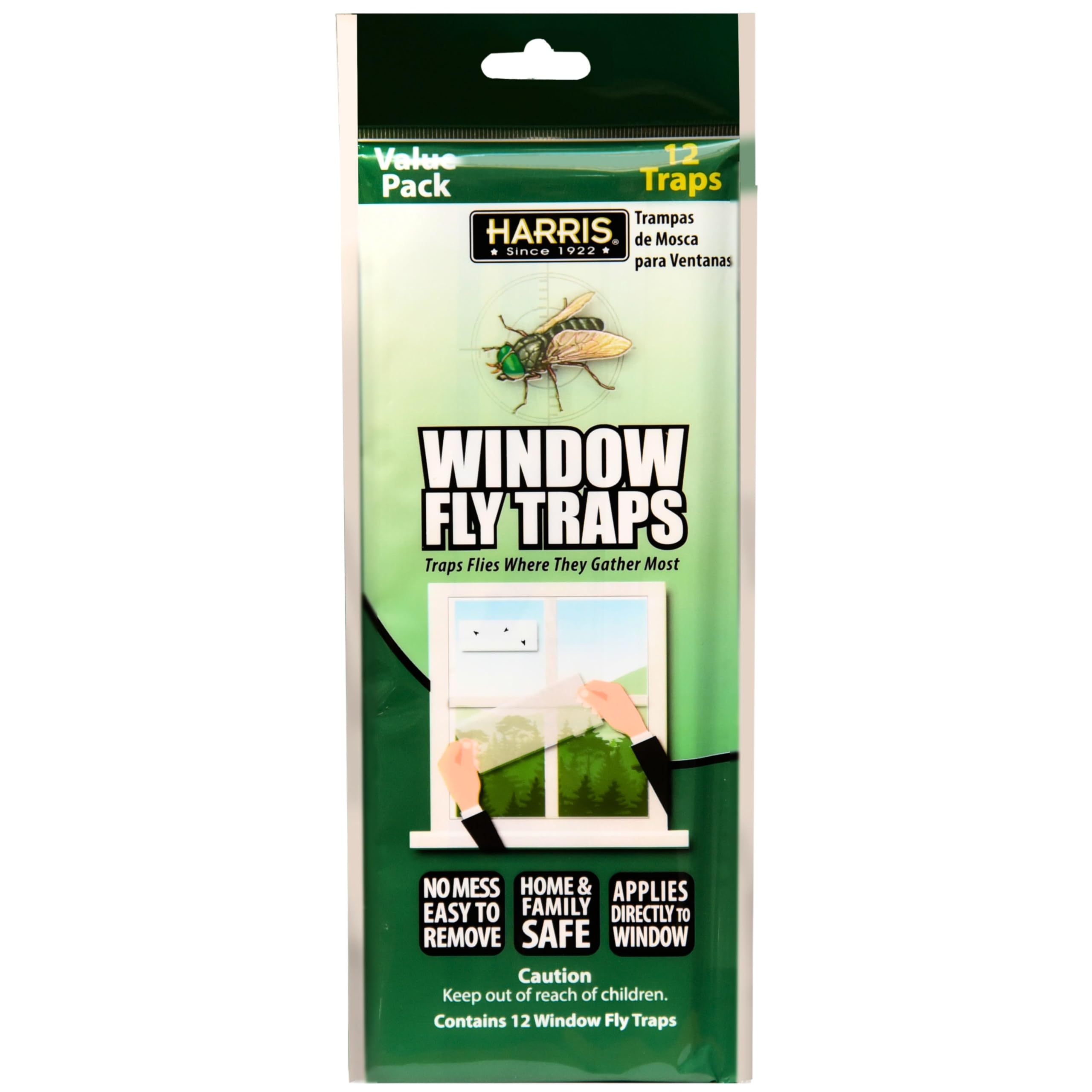 HARRIS Indoor Window Fly Trap, 12 Pack Clear Sticky Strips Kills Flies