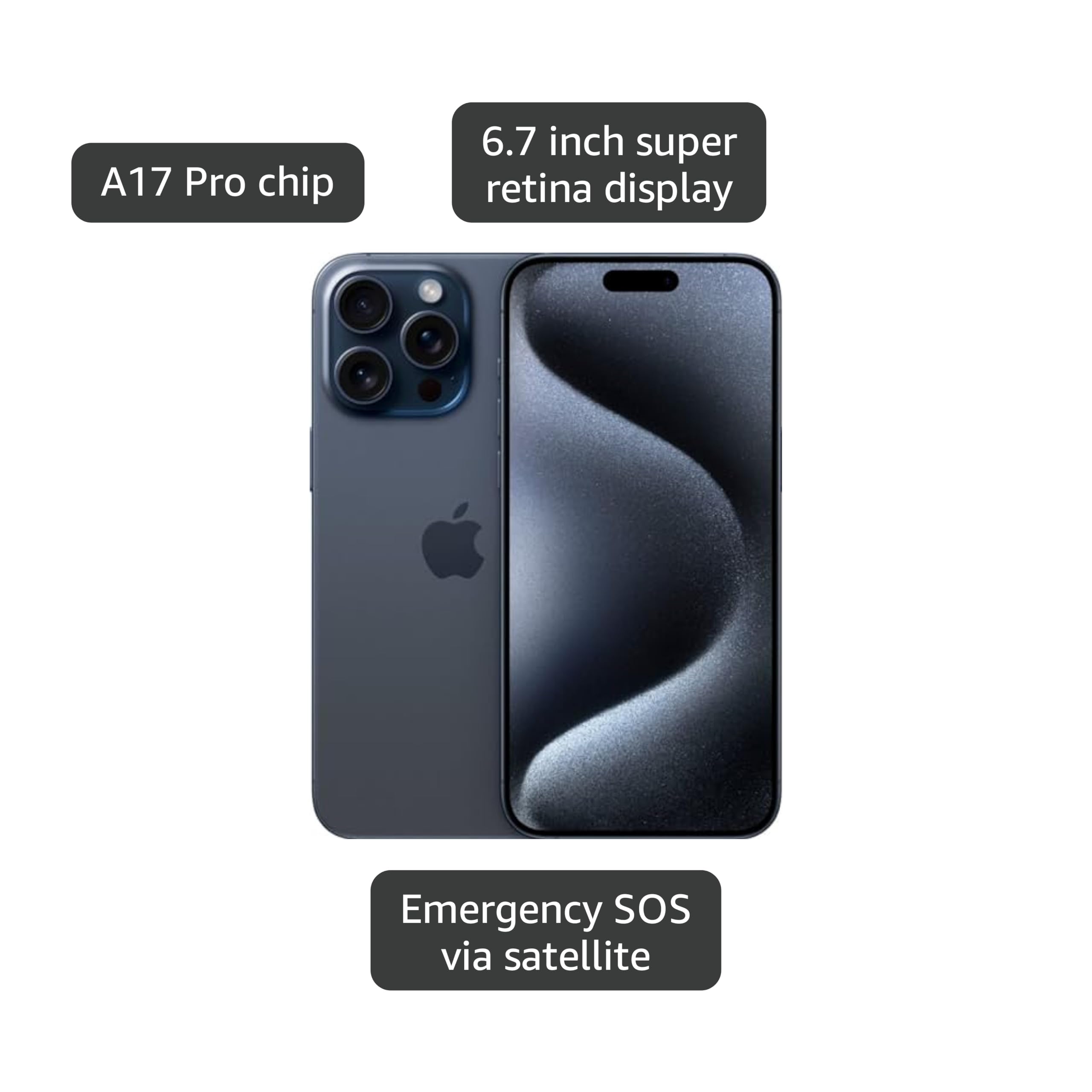 Apple iPhone 15 Pro Max, 256GB, Blue Titanium - T-Mobile (Renewed)