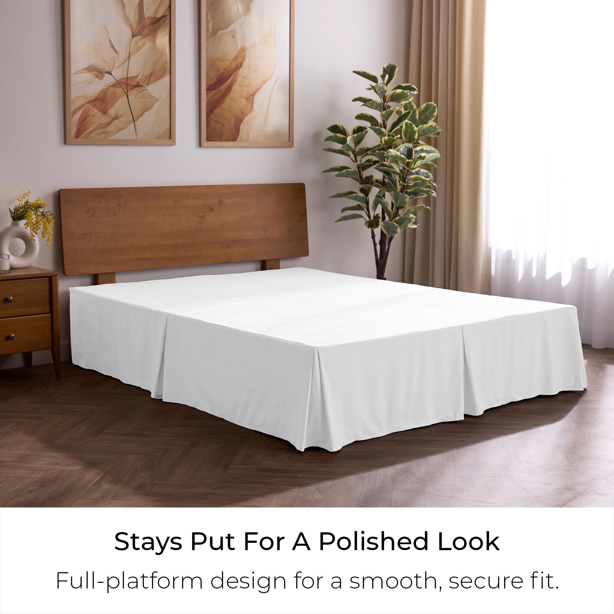 Mellanni Bed Skirt King Size - Bed Skirting - 15-Inch Tailored Drop Pleated Dust Ruffle - Hotel Luxury Bedding - Wrinkle, Fade, Stain Resistant - 1 Bedskirt (King, White)