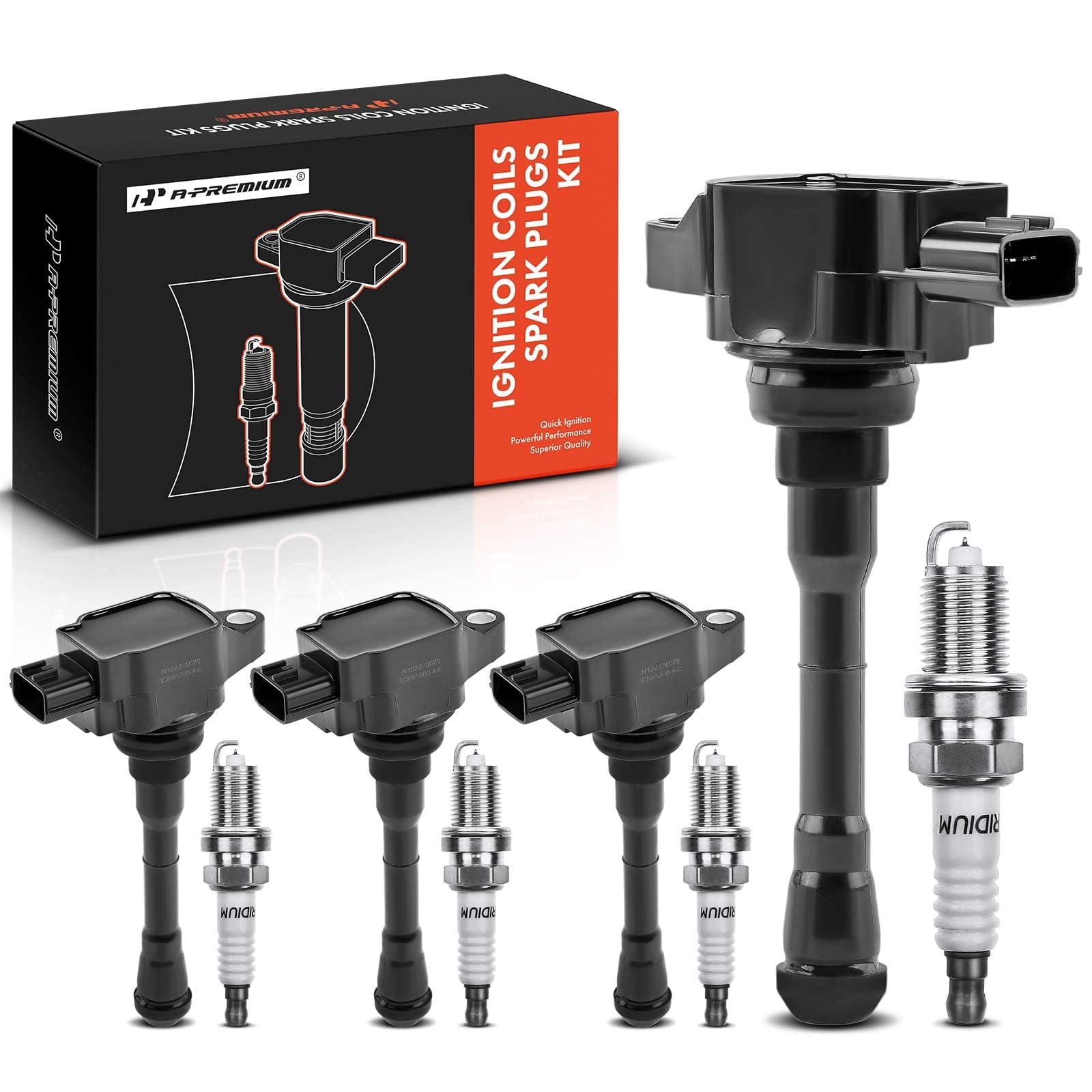 A-Premium Ignition Coils and Spark Plugs Kits Compatible with Nissan Juke 2011-2017 L4 1.6L