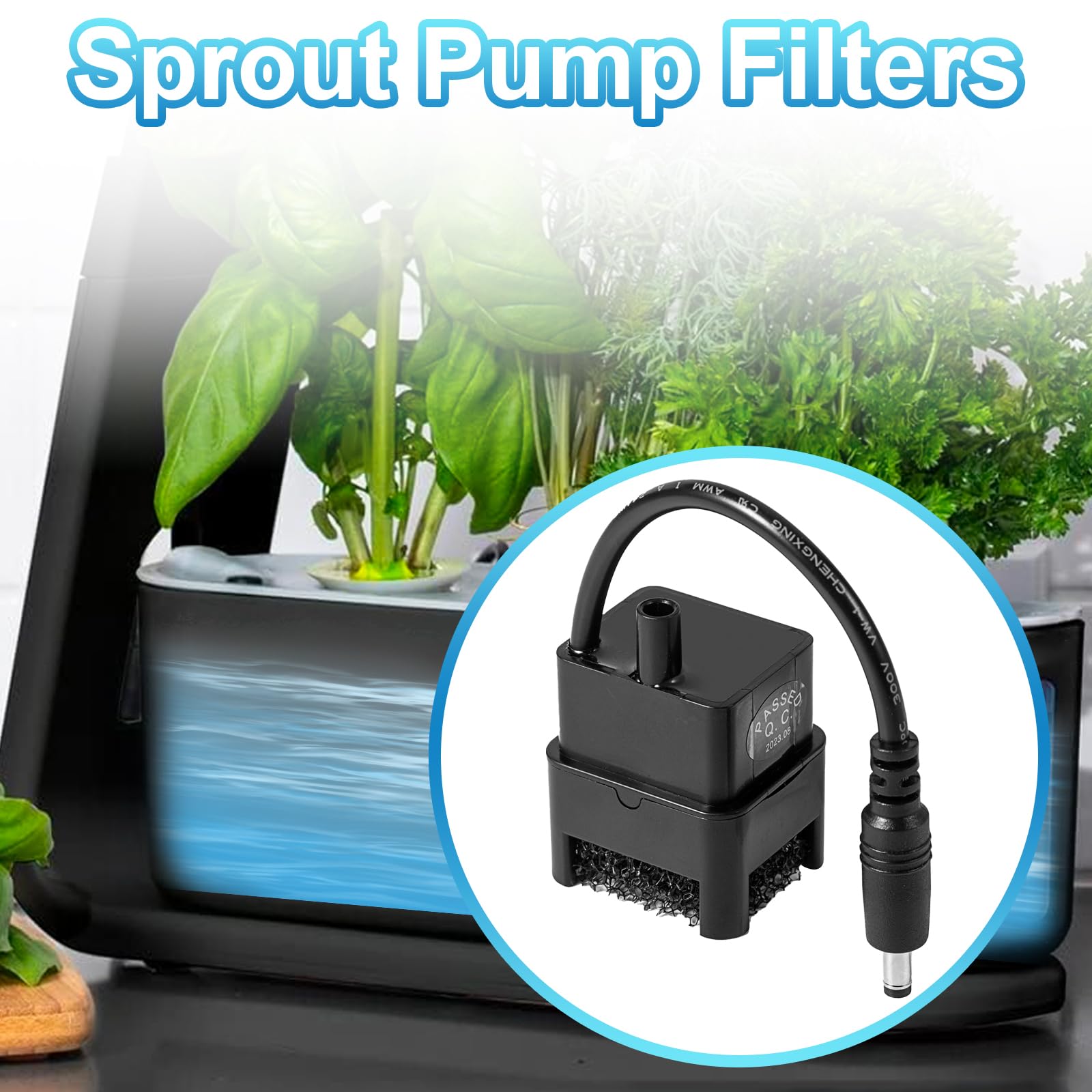 Sprout Pump with 5 Filters, Hydroponics Growing System Pump Works with 2020 Sprout and Newer Sprout Models(N o Fits Harvest 2.0)