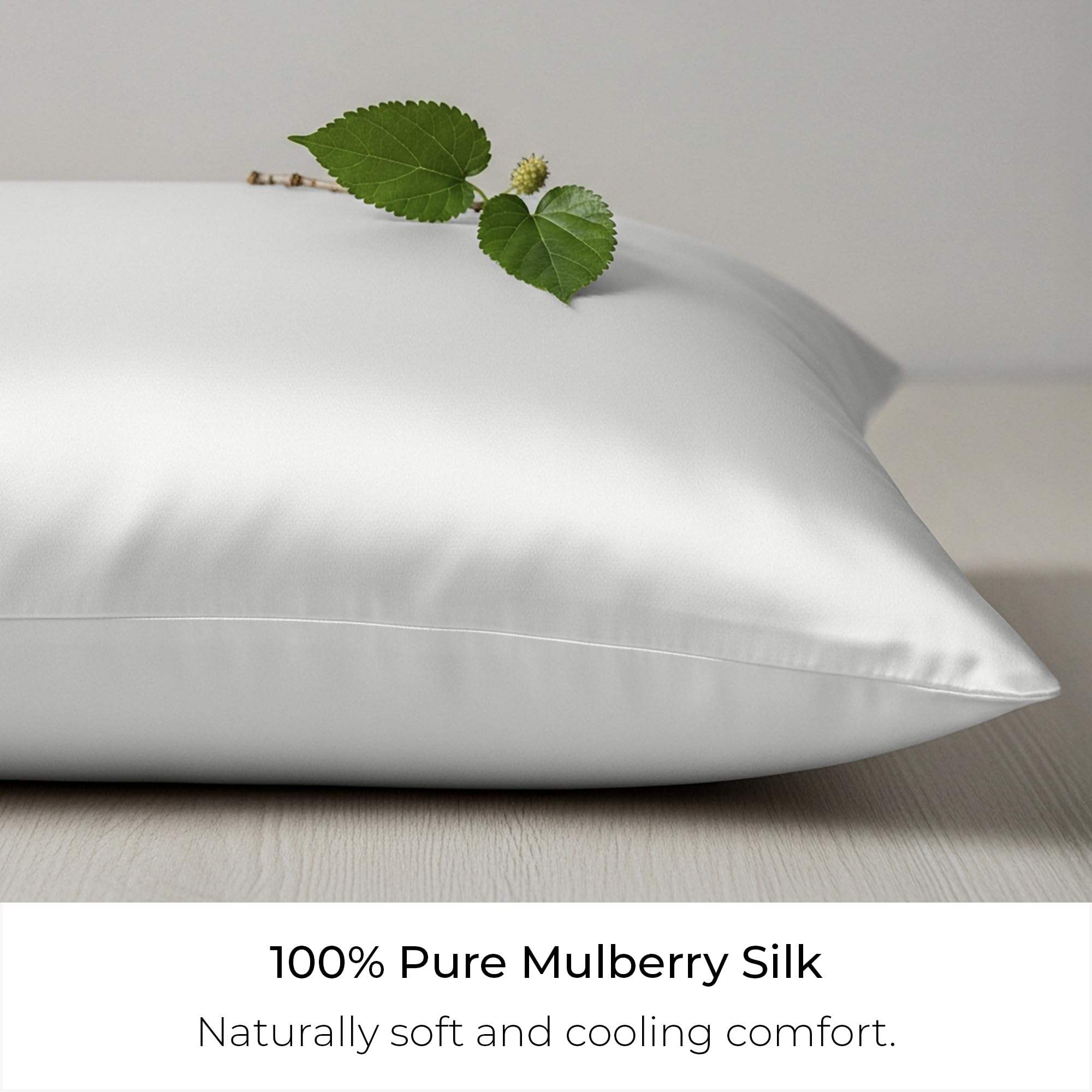 Mellanni Pure Silk Pillowcase Queen Size - Perfect for Hair and Skin, Preventing Wrinkles - Easy Care - Naturally Cooling Silk Pillow Cover with Hidden Zipper (Queen, White)