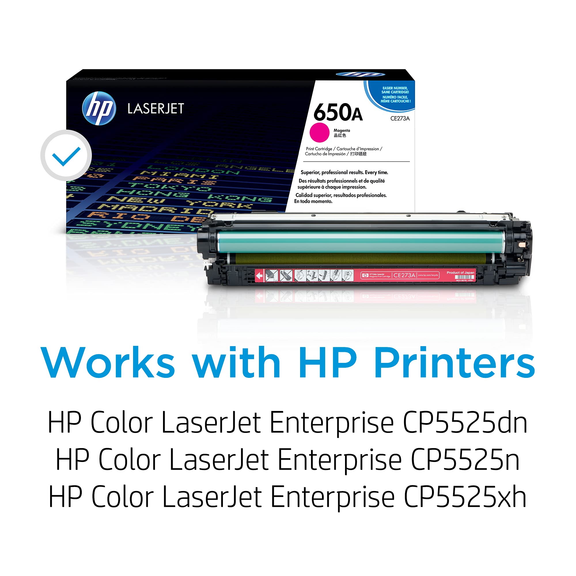 HP 650A Magenta Toner Cartridge | Works with HP Color LaserJet Enterprise CP5525 Series | CE273A