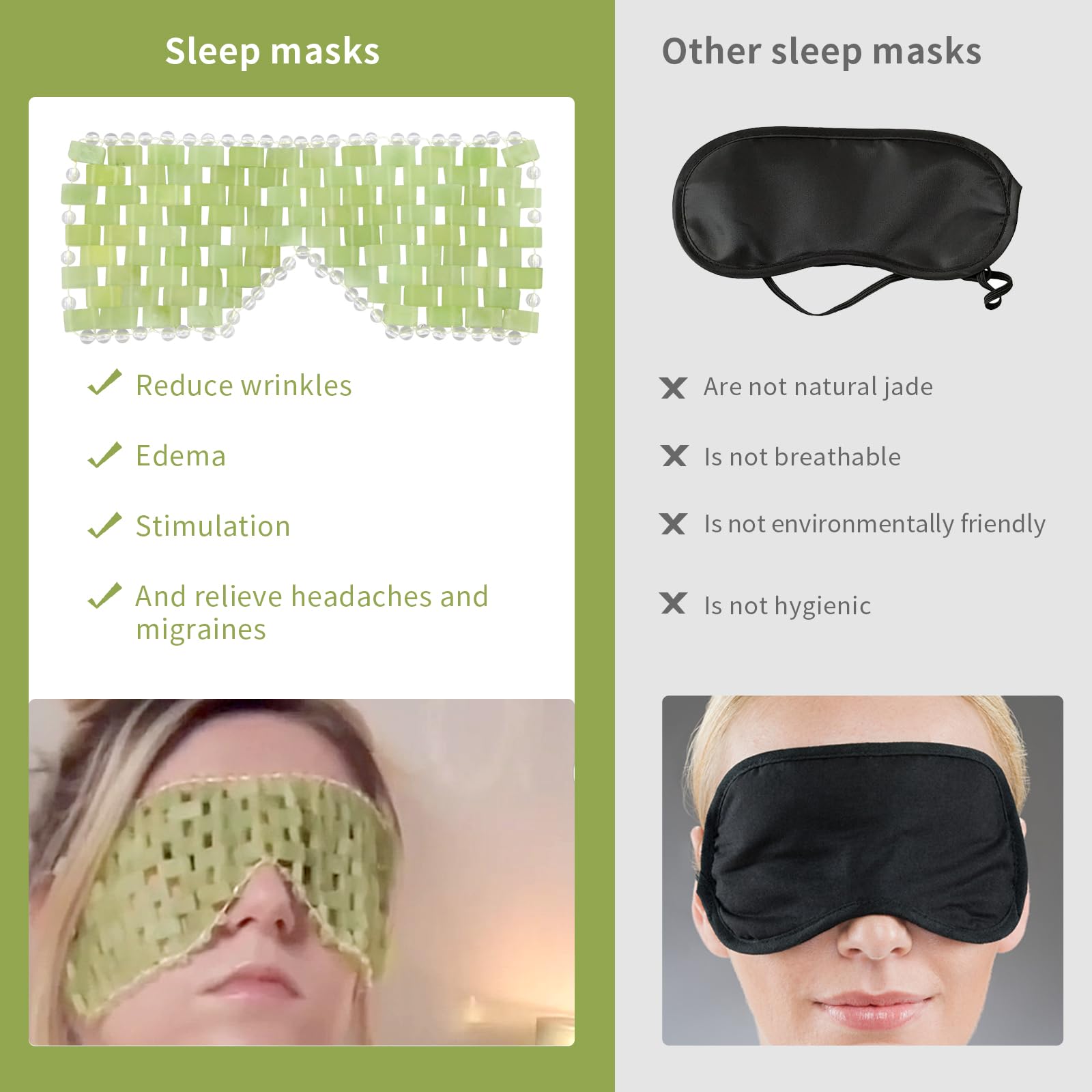 LazyGa Jade Eye Mask, Facial Cooling Mask with 100% Real Jade for Hot & Cold Therapy to Reduce Wrinkles, Puffiness, Migraines, and Anti-Aging