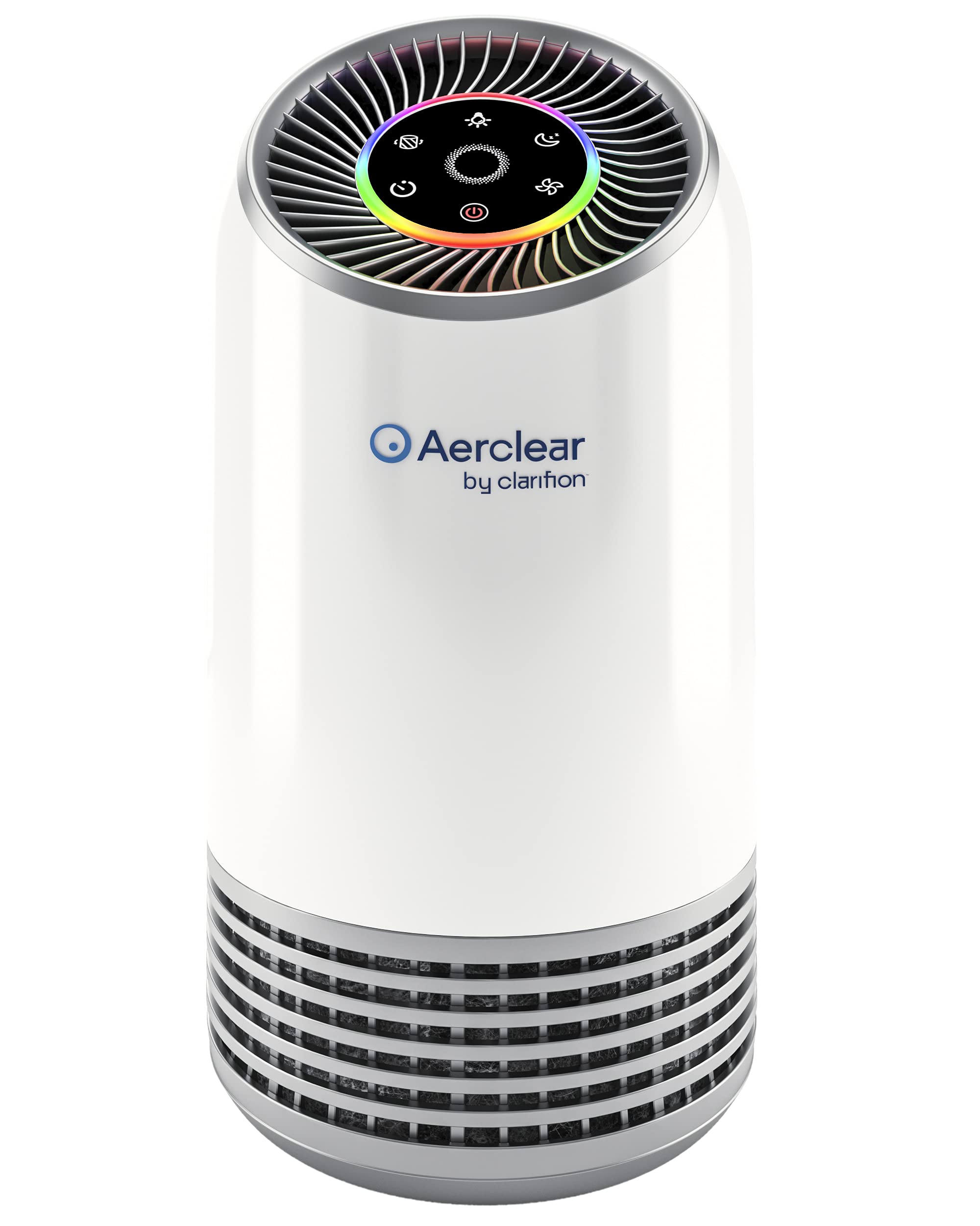 Clarifion AerClear - Air Purifier for Home, 3-Stage Filtration System with HEPA Filter, Ionize and Clean Air Office Bedroom, Helps With Dust, Pets, Smoke, Pollen, 7 Night Light Mode, Low Noise
