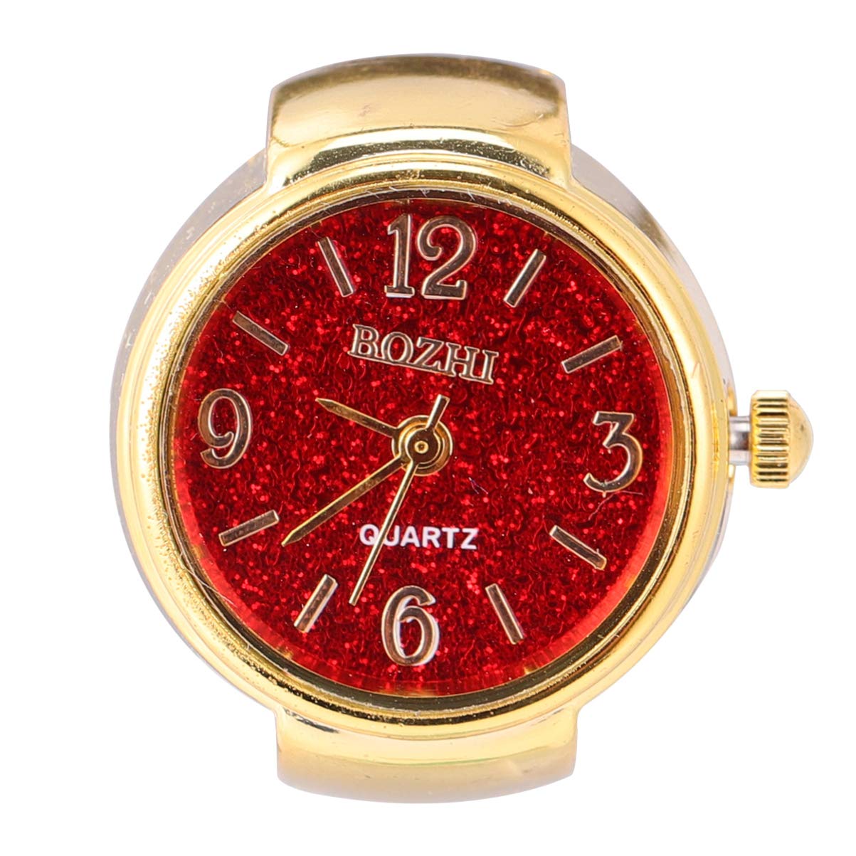 Baluue Women Men Finger Watch Vintage Ring Watch Round Quartz Analog Finger Ring Watch for Birthday Graduation Red
