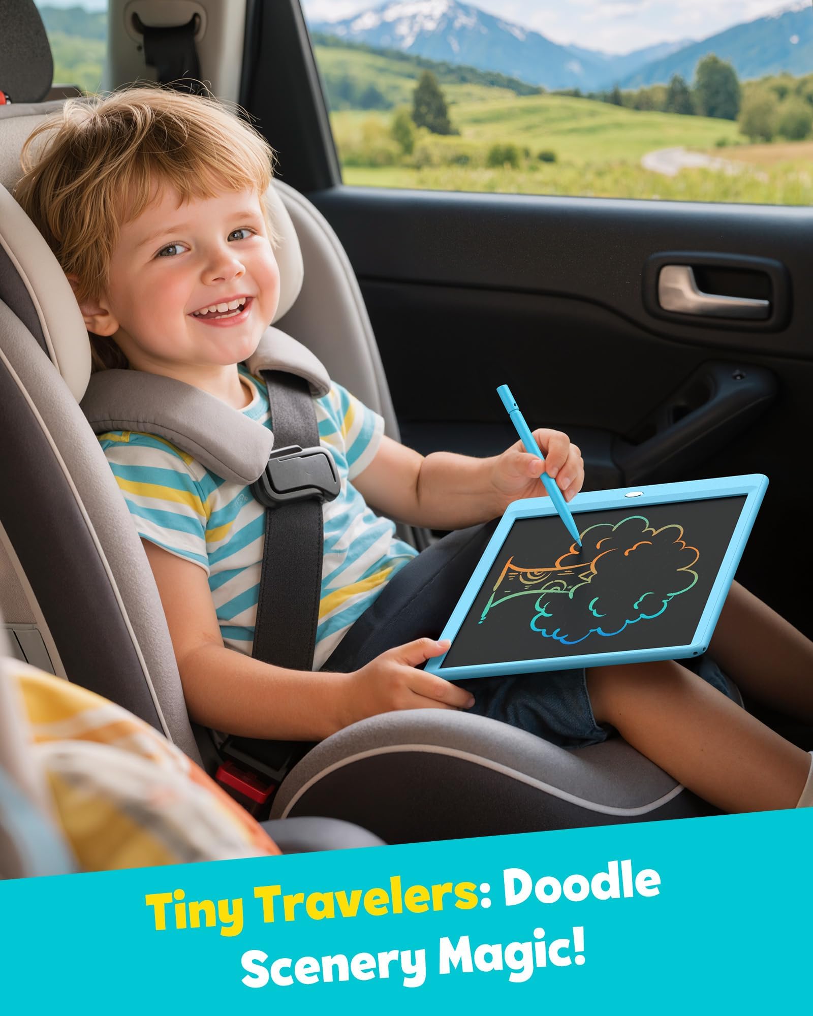 TEKFUN LCD Writing Tablet for Kids, 10-inch Coloring Drawing Pad, Mess Free Doodle Board, Easter Gifts for Boys and Toddlers, Toys for 3 4 5 6 7 8 Year Old Girls(Blue)