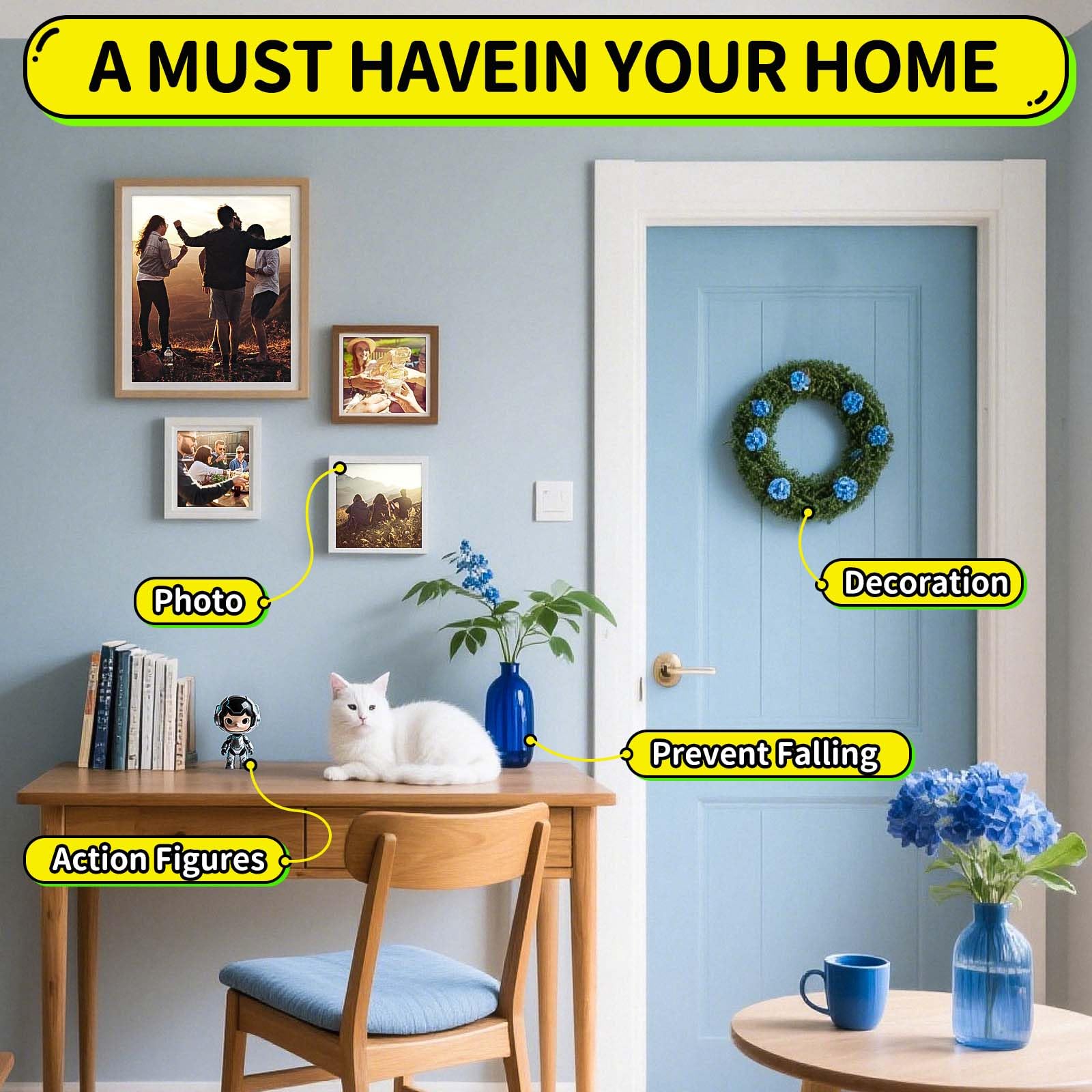 PHIXBEAR Upgraded Mounting Putty with Pull Tab, Removable Museum Tape Sticky Double Sided Adhesive Dots No Trace for Poster, 182 Pcs 0.6" x 1.38"