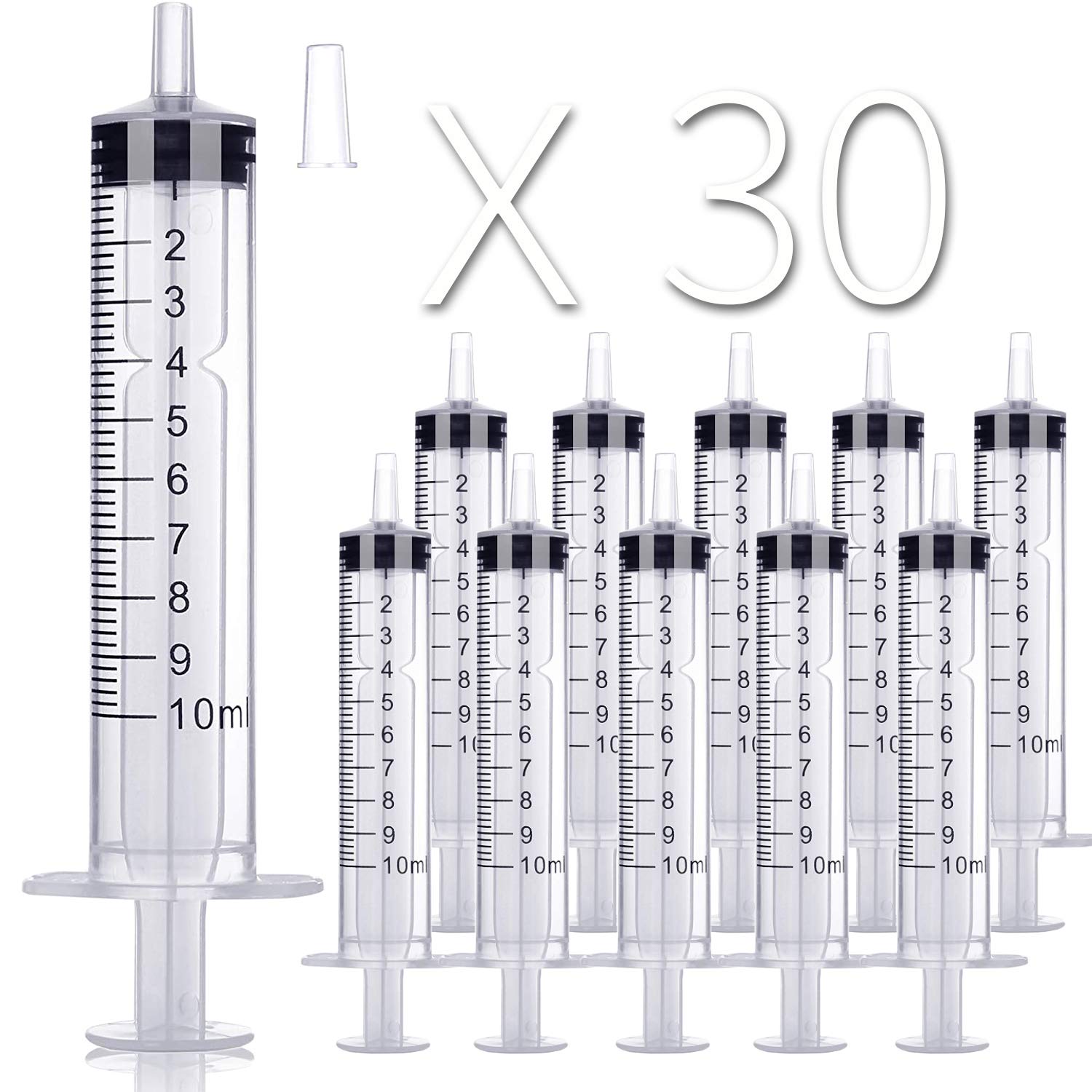 30 Pack 10ml/cc Plastic Syringe Small Syringe with Tip Cap & Individually Wrapped, for Oral,Scientific Labs, Measuring, Watering,refilling, Pets, Medical Student, Oil or Glue Applicator