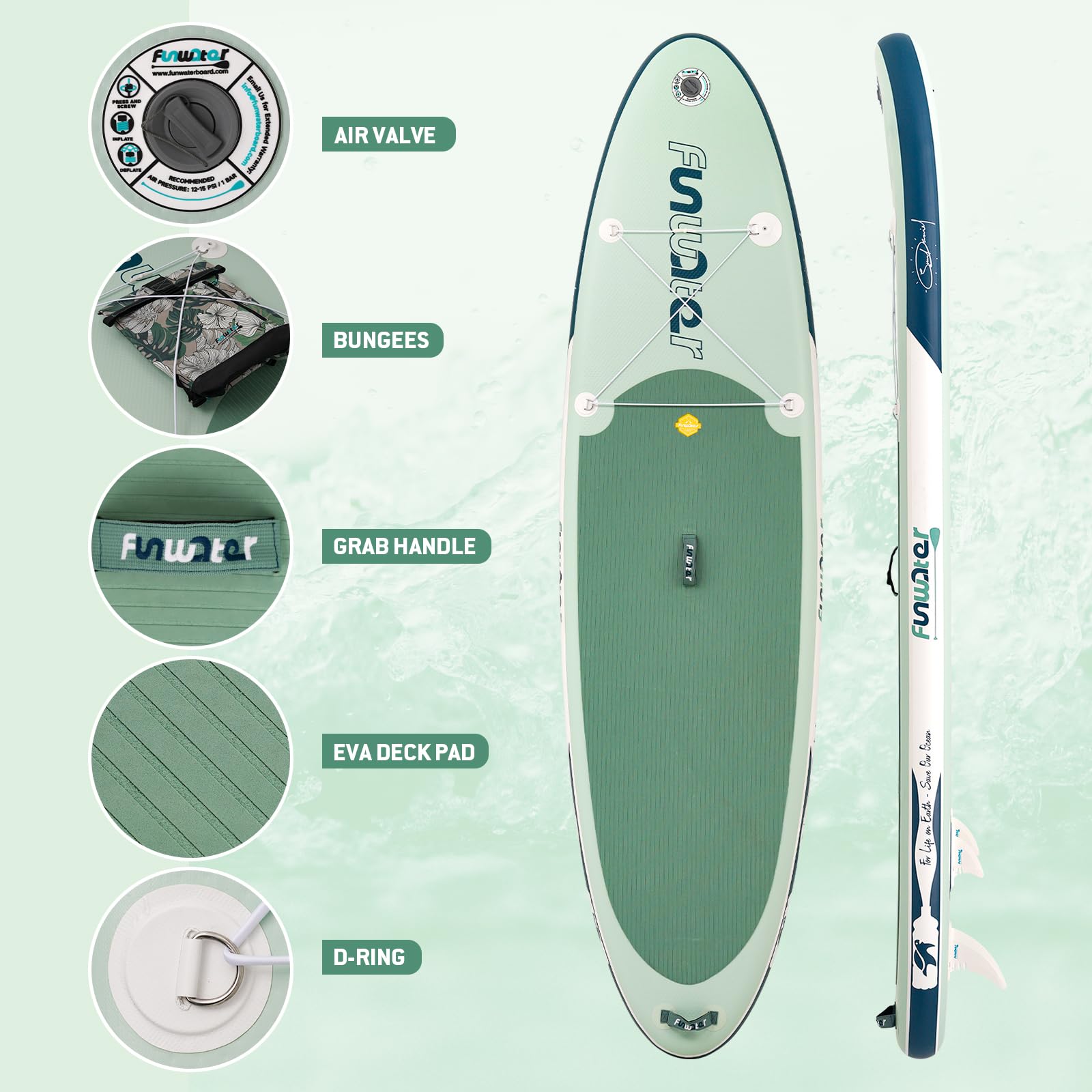 FunWater Inflatable Stand Up Paddle Board Lightweight SUP Boards with SUP Accessories Inflatable Paddleboard for Adults