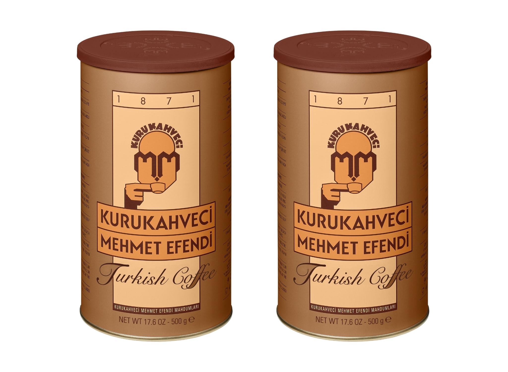 KURUKAHVECI MEHMET EFENDI Turkish Coffee, Arabica Beans, Roasted Ground,Rich Aroma, Fresh, Medium to Heavy-bodied, Original Taste Since 1871 (17.6 OZ / 500 Gr) Pack of 2