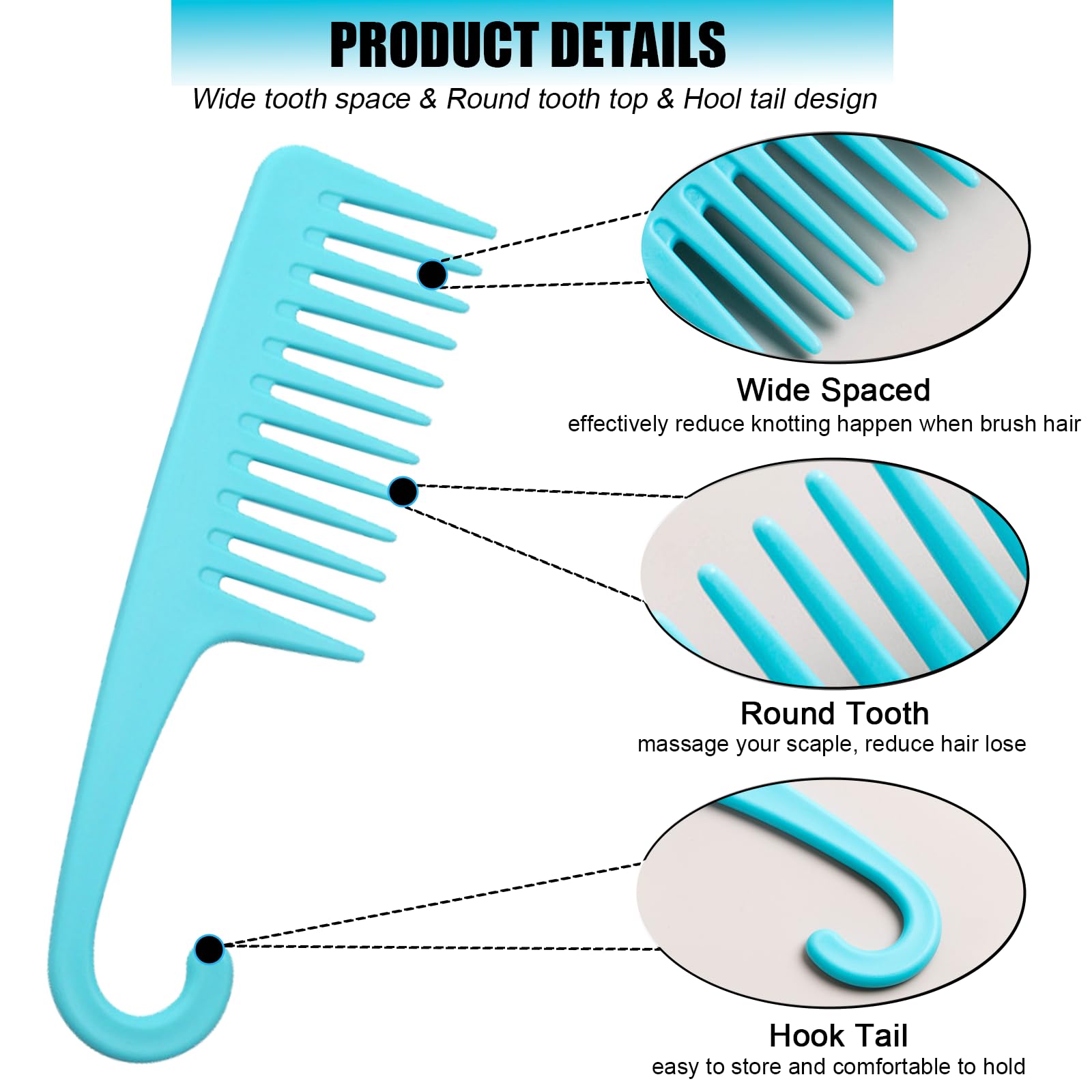 Professional Wide Tooth Combs (4PCS), Large Hair Combs for Women & Men, Reduce Dandruff, Detangle Knotting, Hair Brush for Curly Hair, Wet Hair, Long Hair, Barber Hair Styling Tools & Appliances