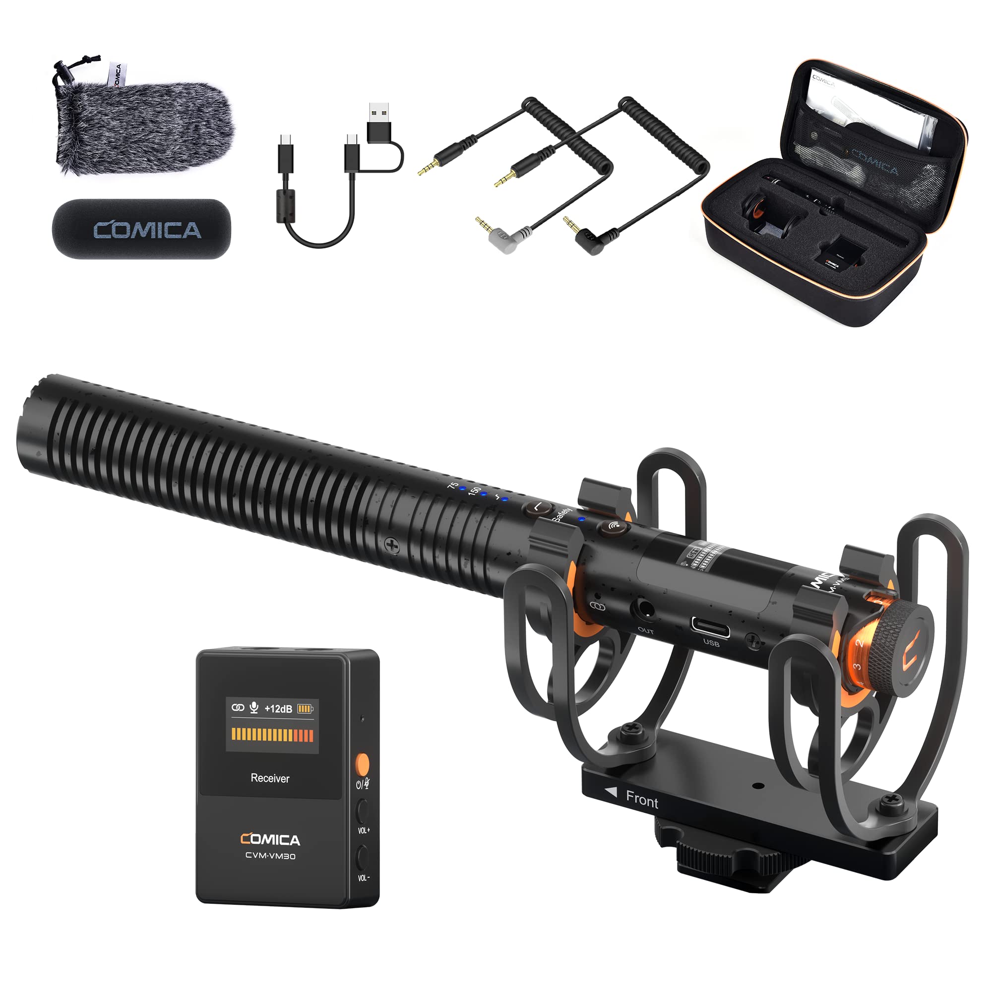 comica VM30 Shotgun Microphone - Professional Wireless Mic for DSLR Camera, Smartphone and PC with 70/150Hz, 328' Range, USB C Digital Output- Perfect for Video Recording, Podcasting and Interview